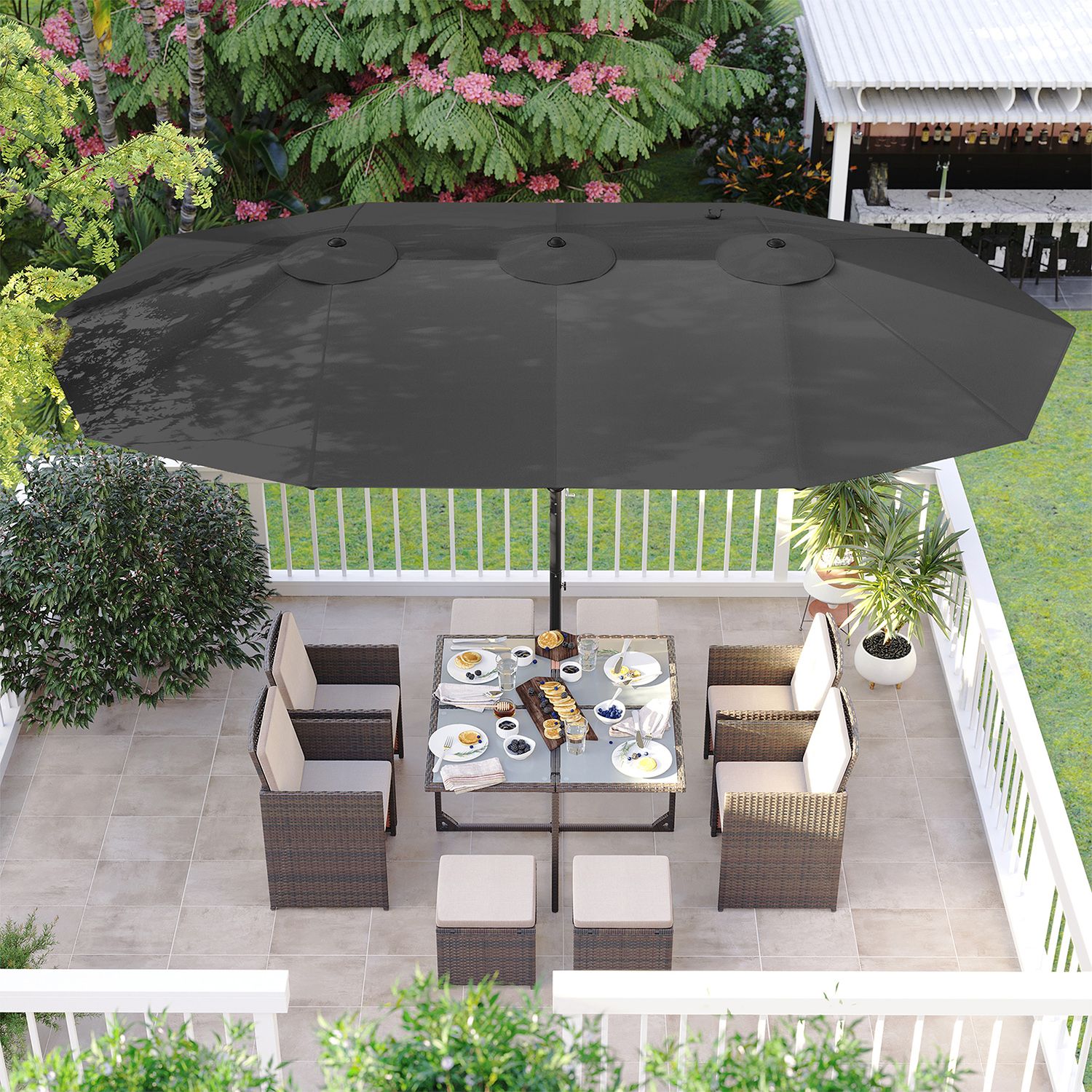 Didelis skėtis 460 x 270 cm Pilka spalva