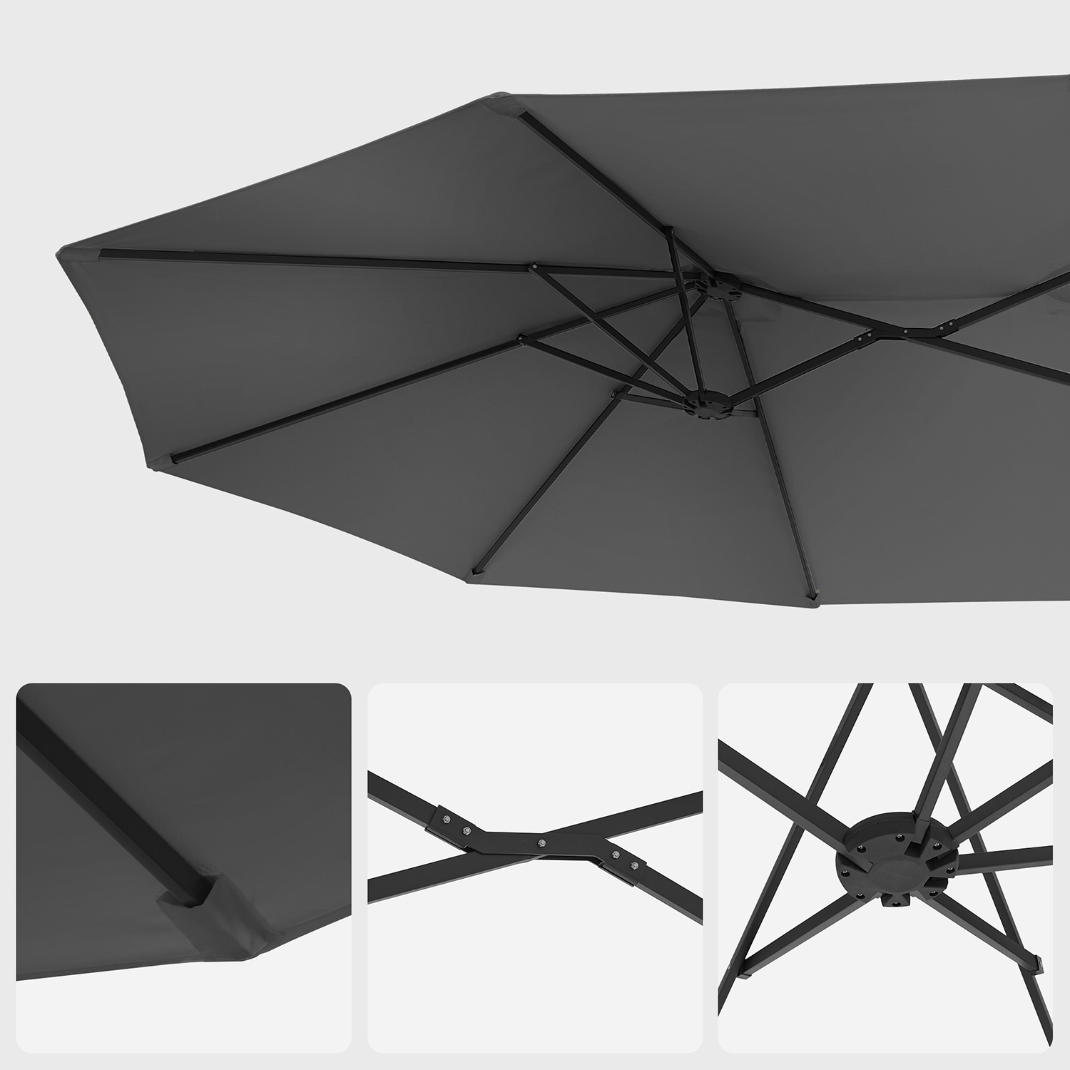 Didelis skėtis 460 x 270 cm Pilka spalva