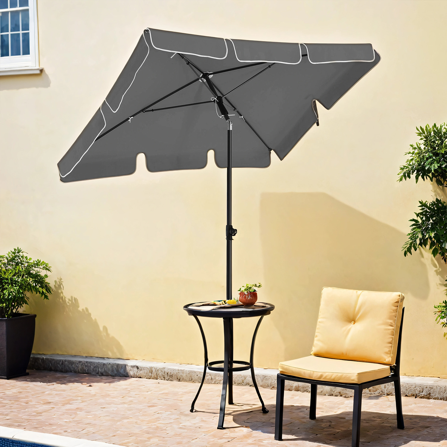 Sonnenschirm 200 x 125 cm, Balkonschirm UPF 50+, Sonnenschutz
