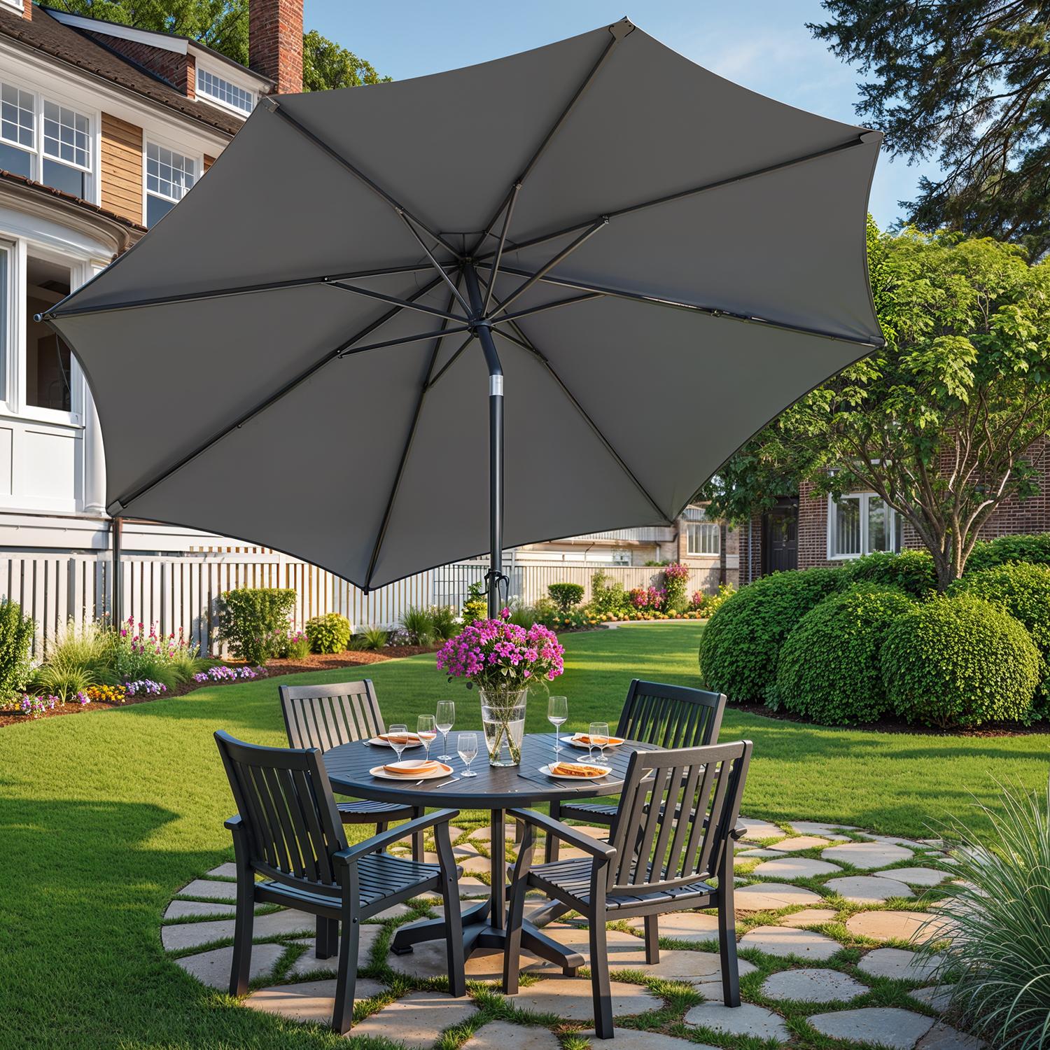Terrassenschirm 300 cm, UV-Schutz UPF 50+, Sonnenschirm klappbar mit Kurbel