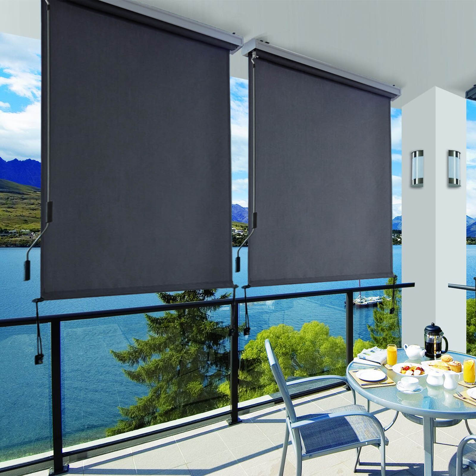 SONGMICS 1,4 x 2,5 m Senkrechtmarkise für Balkon, Terrasse