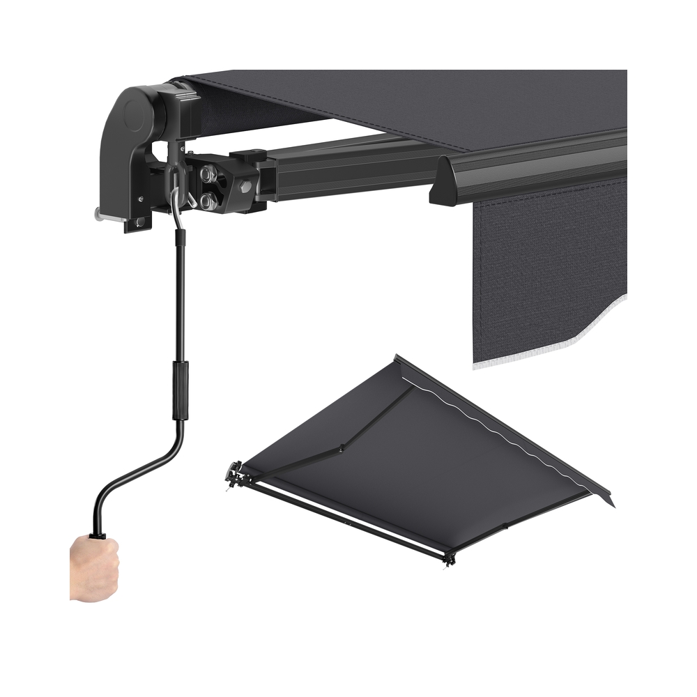 Gelenkarmmarkise 250 x 200 cm mit Handkurbel für zuverlässigen Sonnenschutz grau