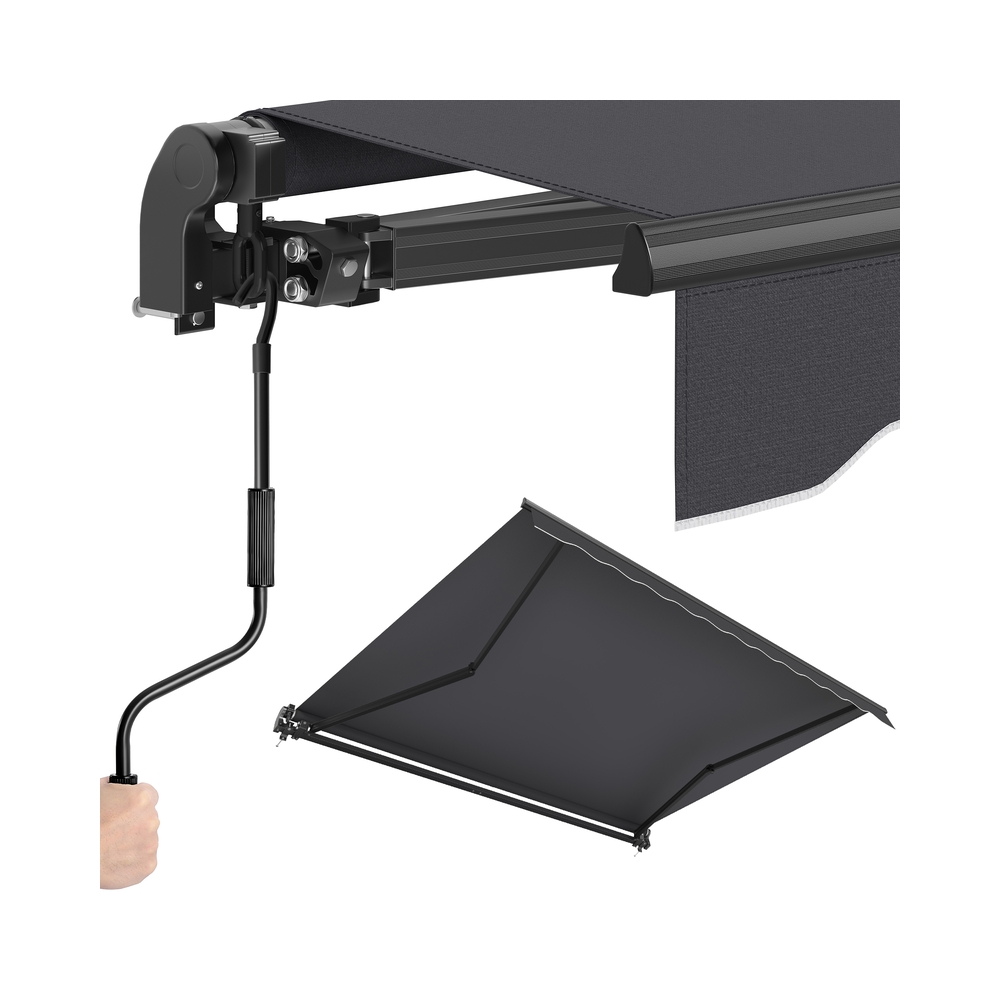 Gelenkarmmarkise 300 x 250 cm mit Handkurbel für zuverlässigen Sonnenschutz grau