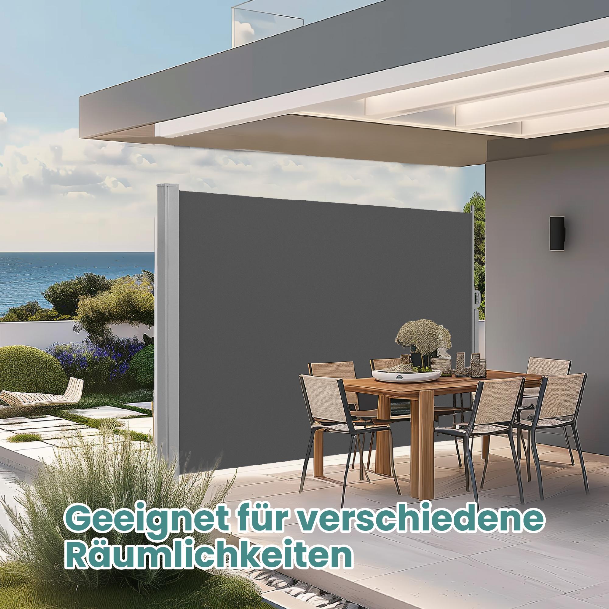 Seitenmarkise mit Stahl-Kasten, rostbeständig, ausziehbar