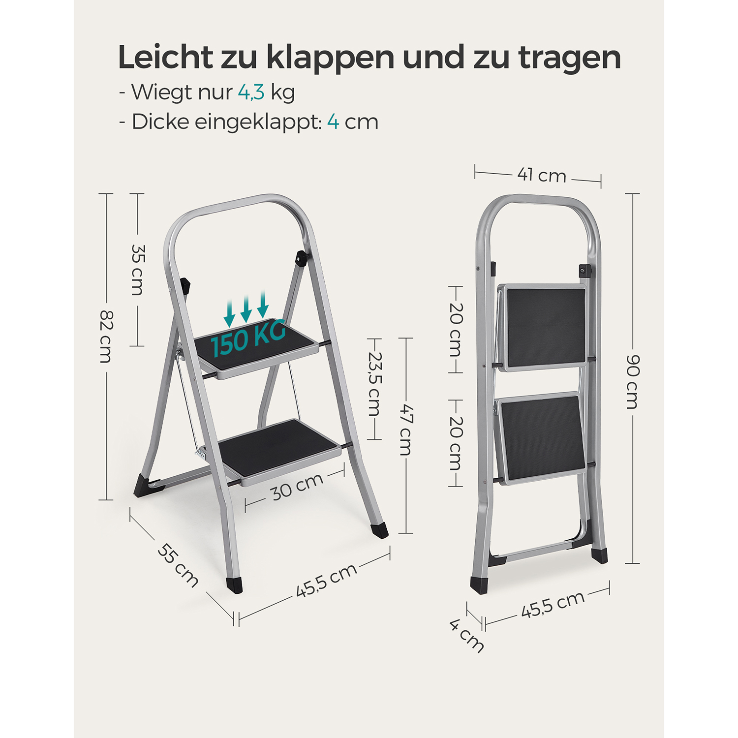 Kopėčios su 2 pakopomis