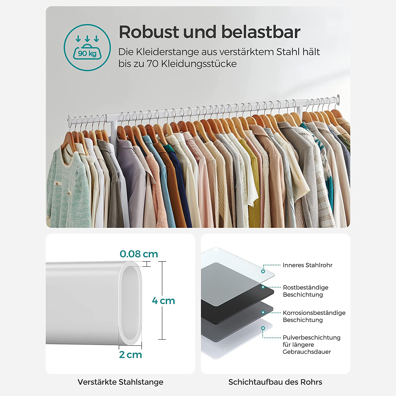 Drabužių lentyna su ištraukiamu drabužių bėgteliu