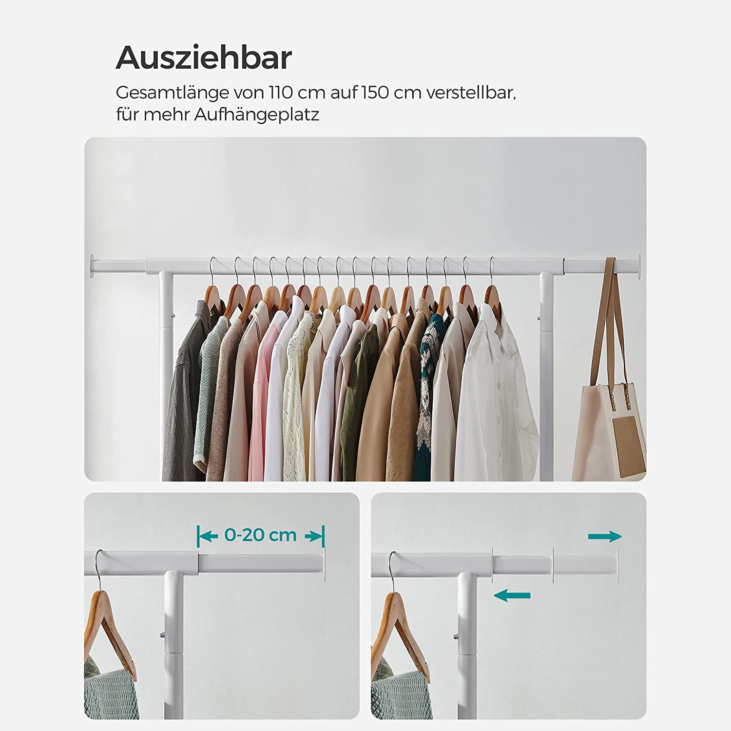 Drabužių lentyna su ištraukiamu drabužių bėgteliu