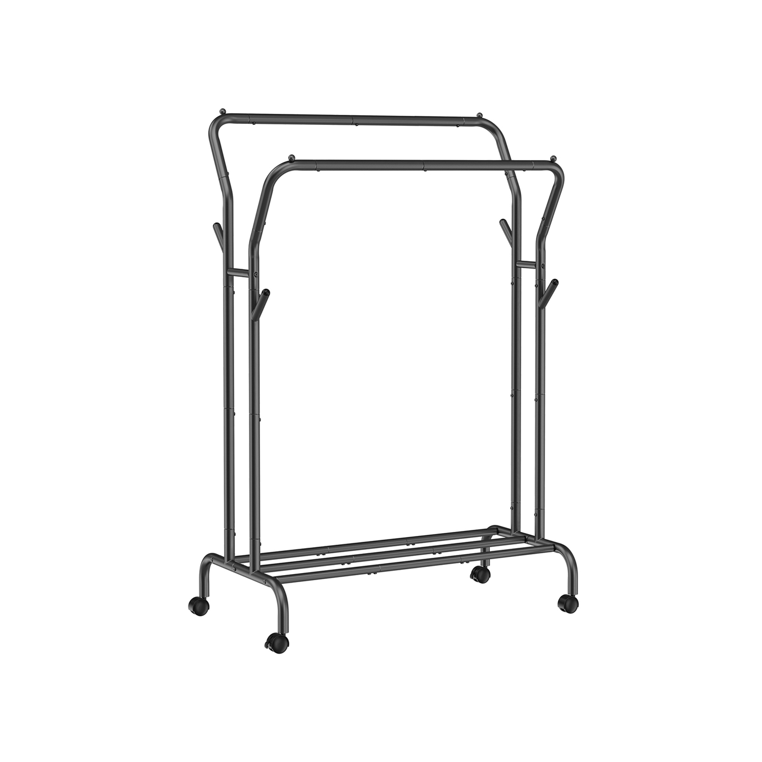 SONGMICS Rollgarderobe schwarz Metall 4 Haken 103,5 x 141,0 / 155,0 cm, 1 St.