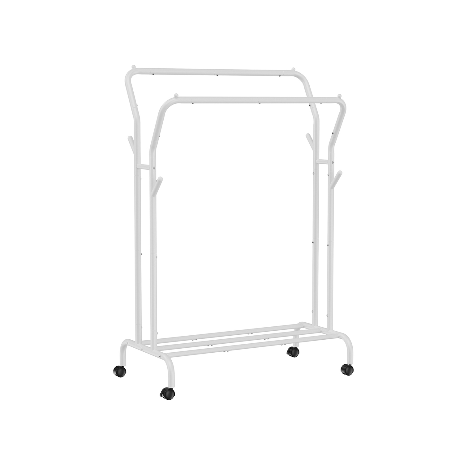 SONGMICS Rollgarderobe weiß Metall 4 Haken 103,5 x 141,0 / 155,0 cm, 1 St.