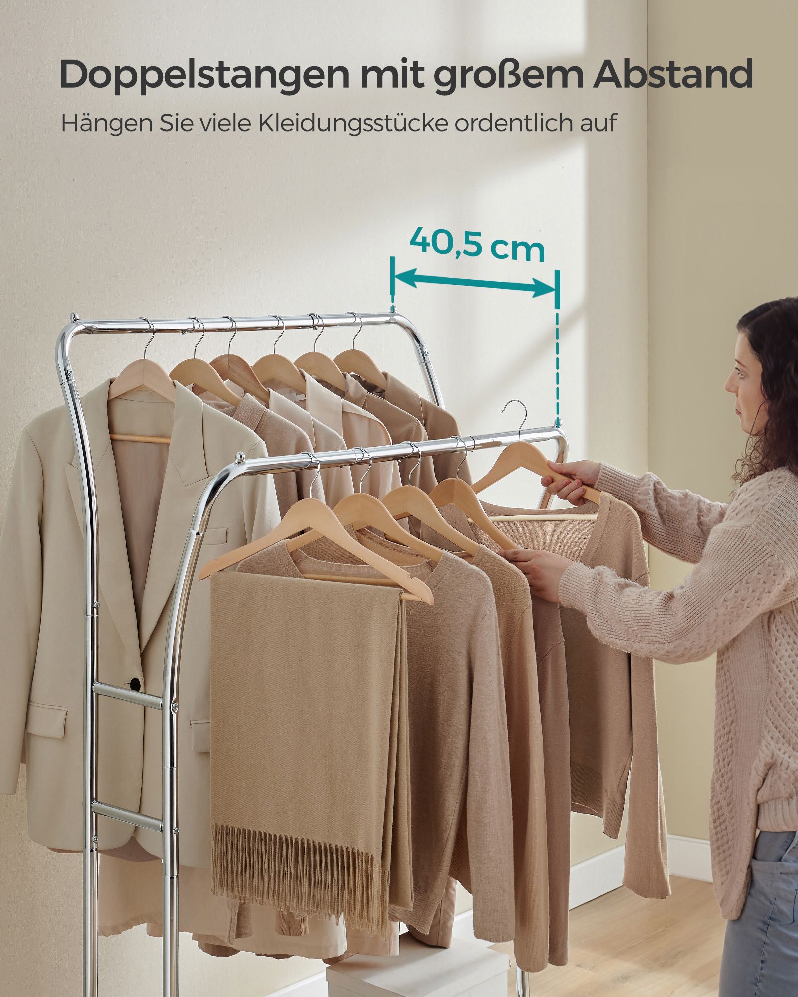 Spinta su 6 kabliukais ir lentynomis