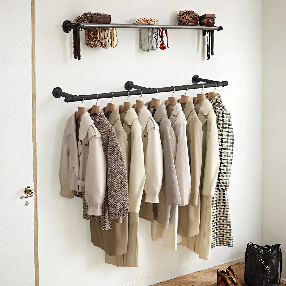 Kleiderstange für die Wand, Garderobenstange, Wandmontage