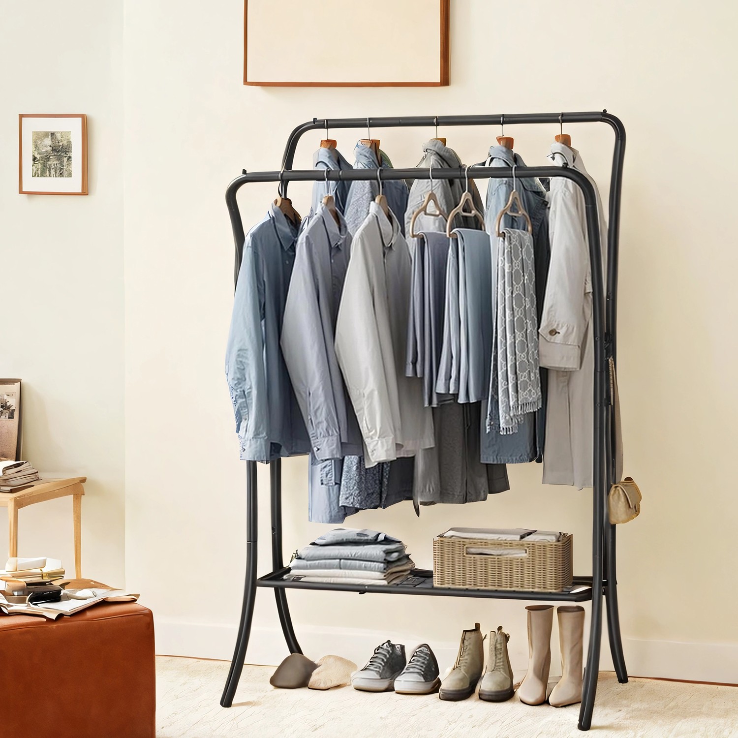 Garderobe aus Metall mit 6 Haken tintenschwarz