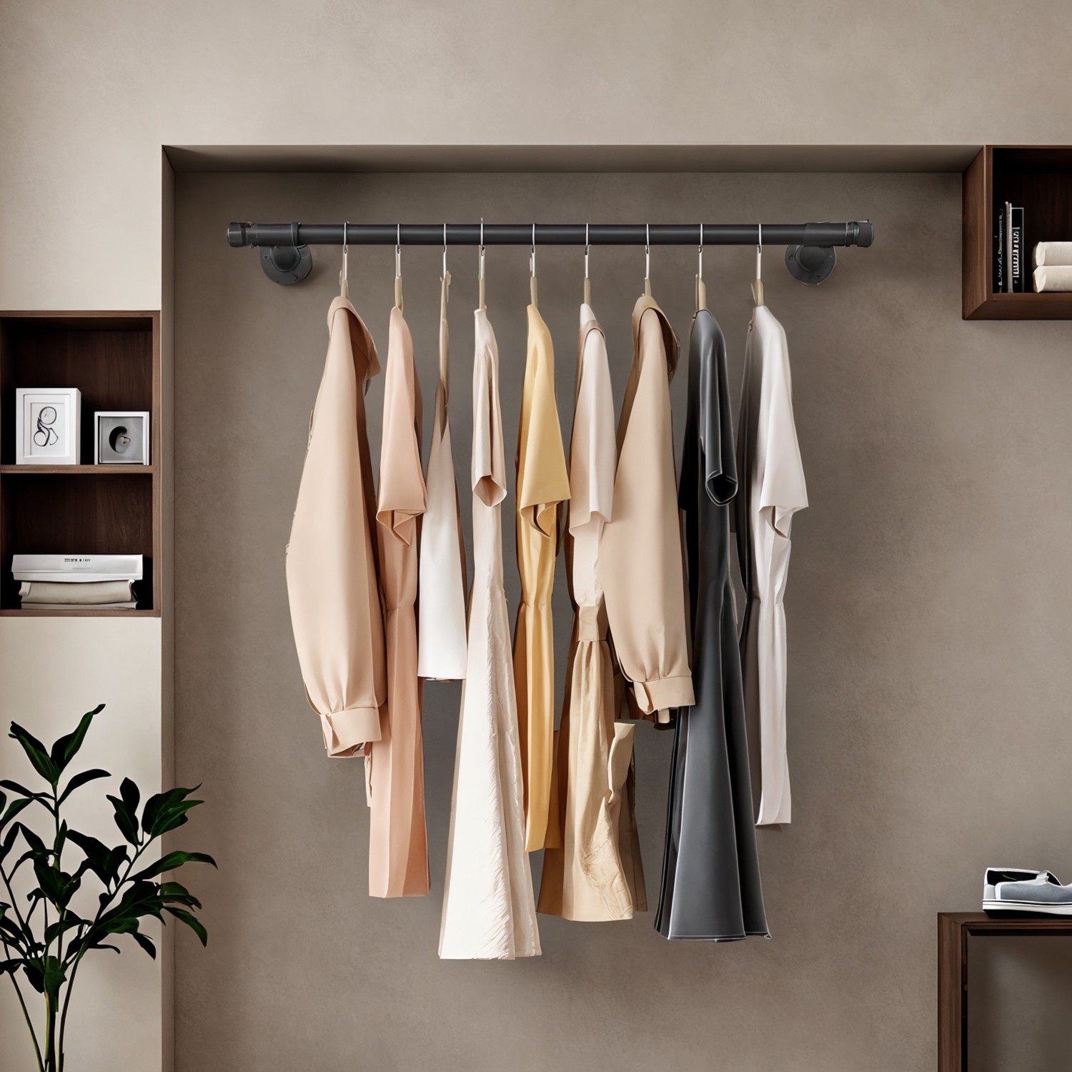 Kleiderstange für die Wand, Kleiderständer Wandmontage, Industrie-Design