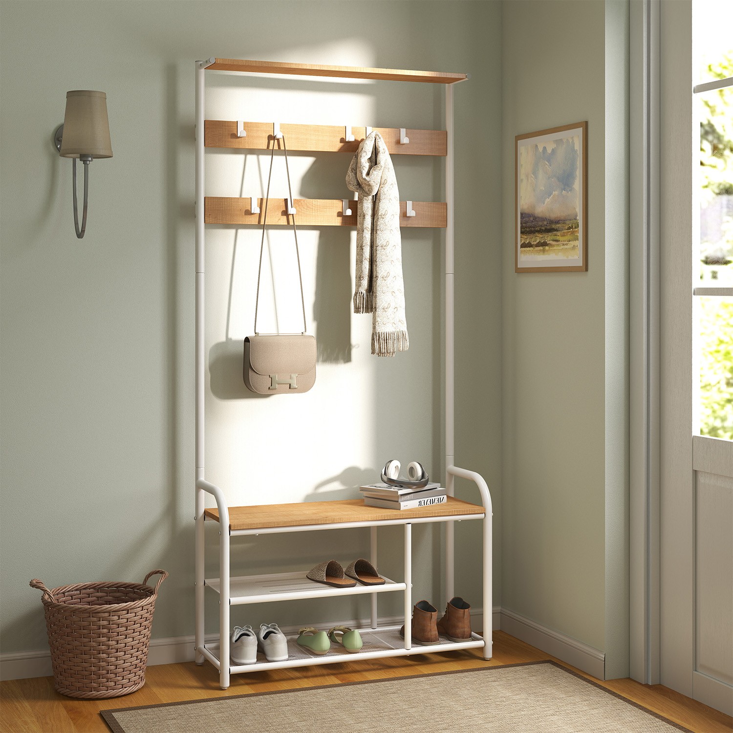 Garderobenständer, Garderobe, Kleiderständer 9 Haken