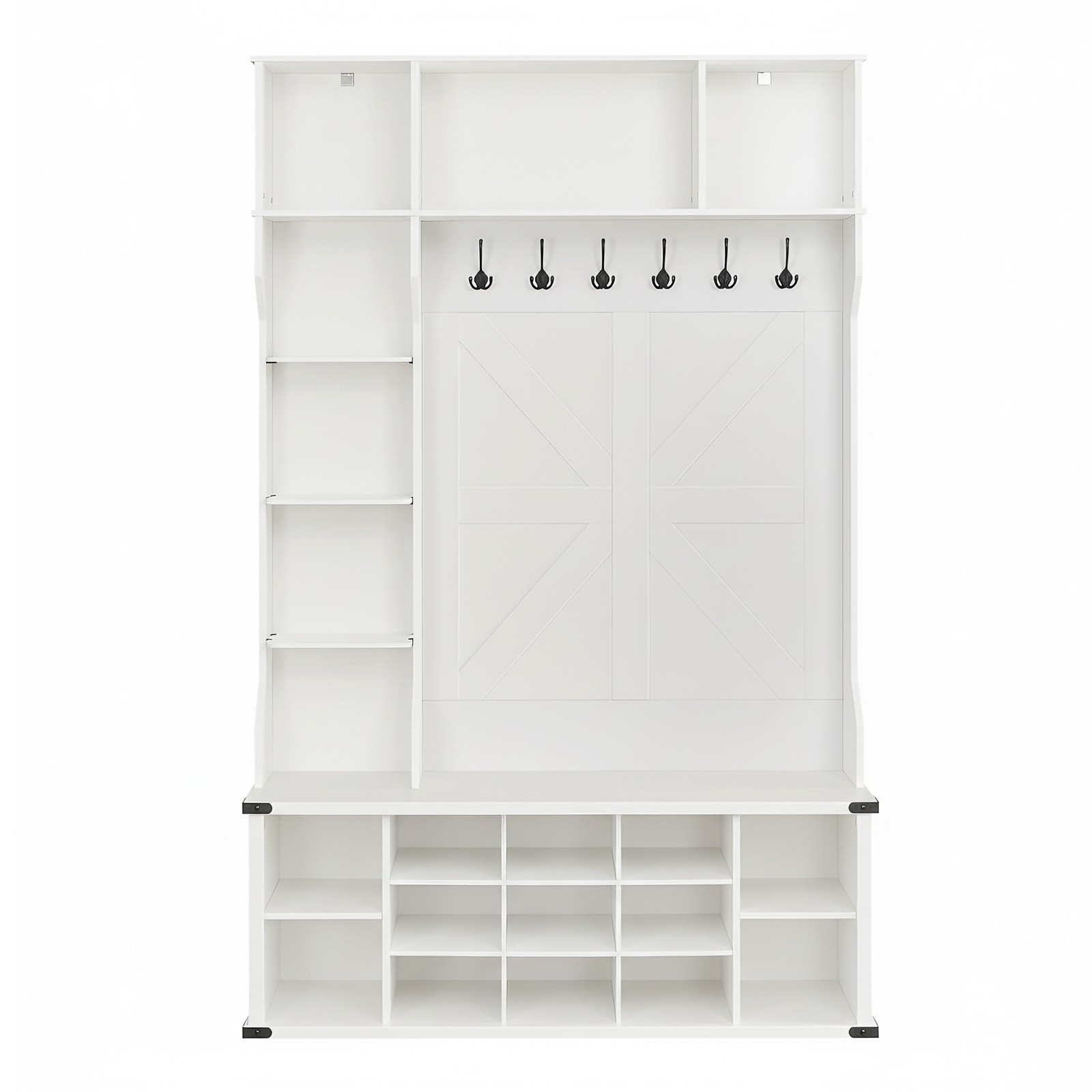 Garderobe mit Schuhregal, Kleiderständer mit Haken, Landhausstil