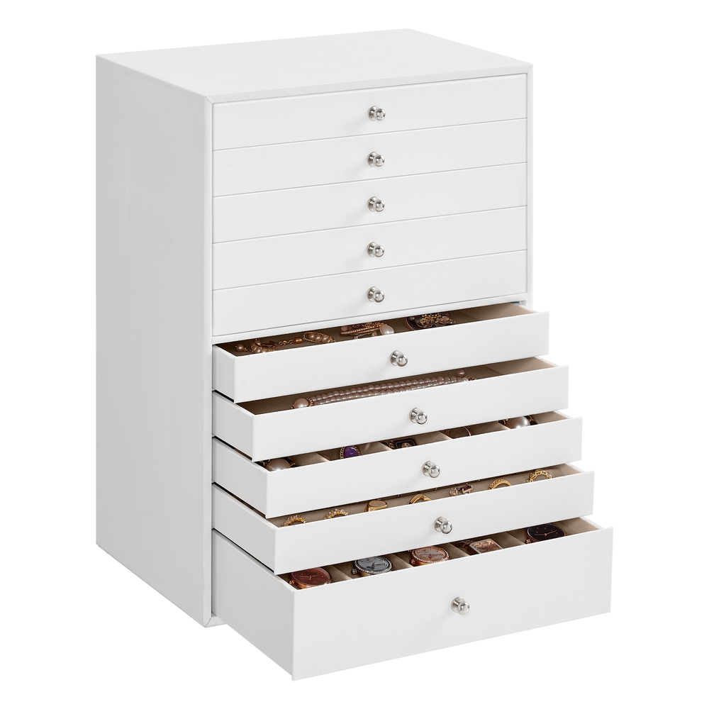 SONGMICS Schmuckkasten 10 Schubladen Weiß JBC10W