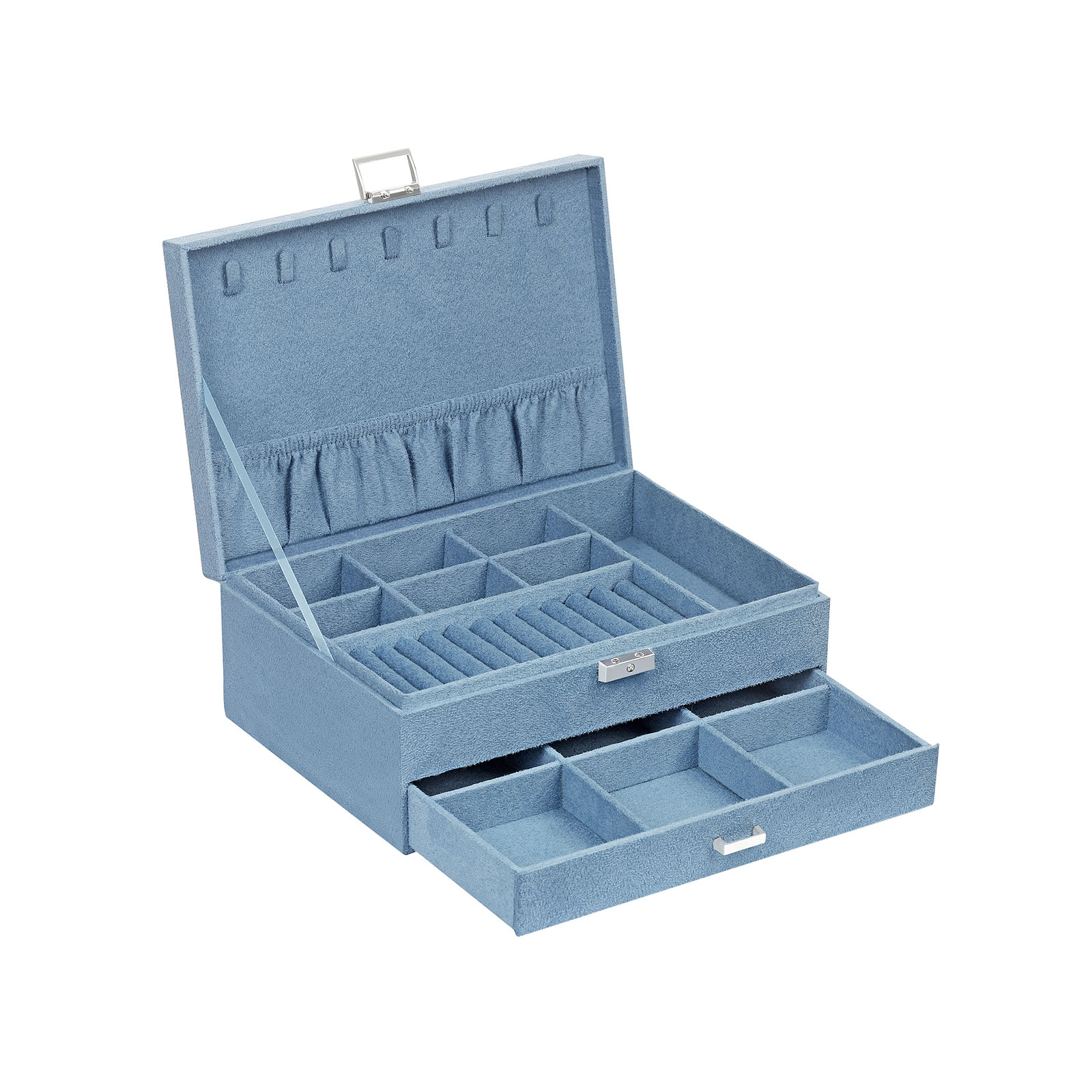 Schmuckbox mit 2 Ebenen Hellblau