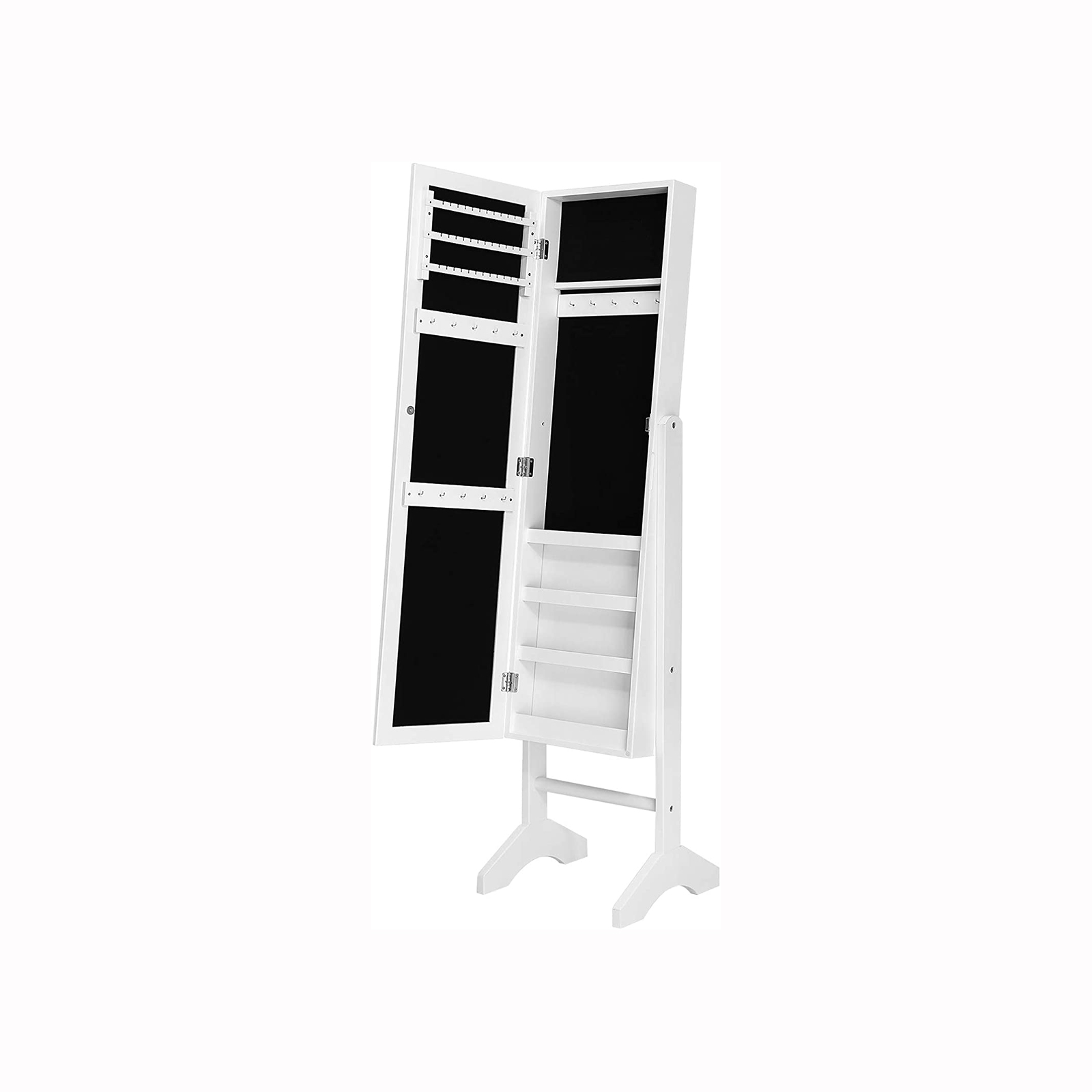 Freistehender Schmuckschrank mit Spiegel Weiß