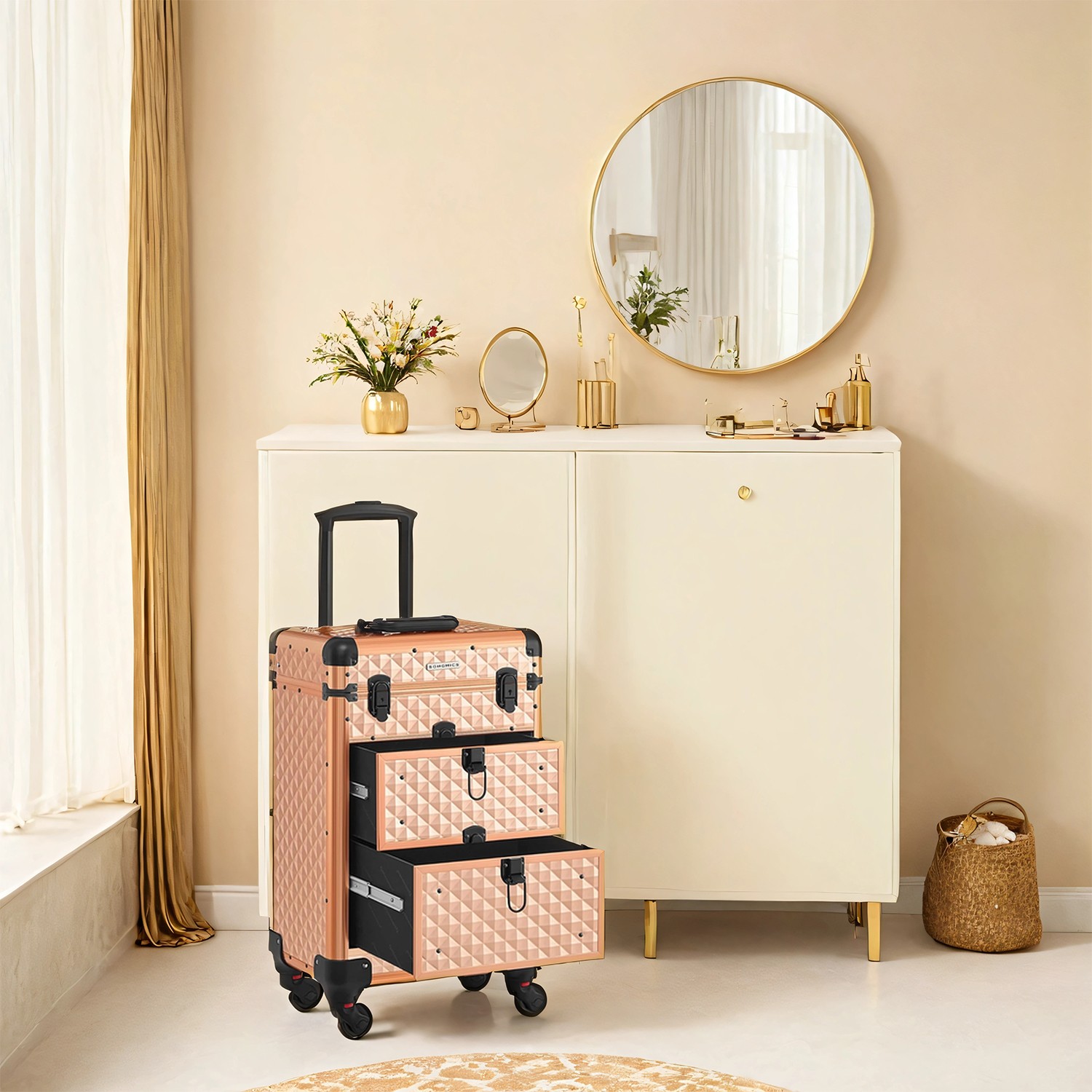 Kosmetikkoffer Trolley Friseurkoffer champagnergold