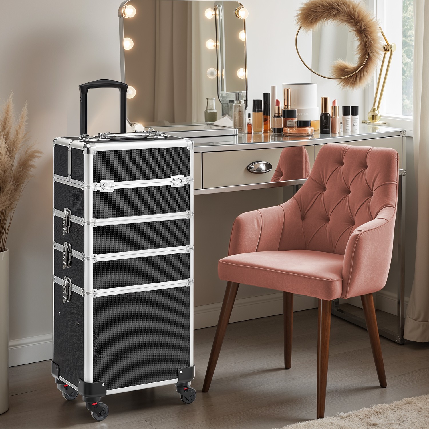 Kosmetikkoffer, Trolley, 4-in-1 Schminkkoffer