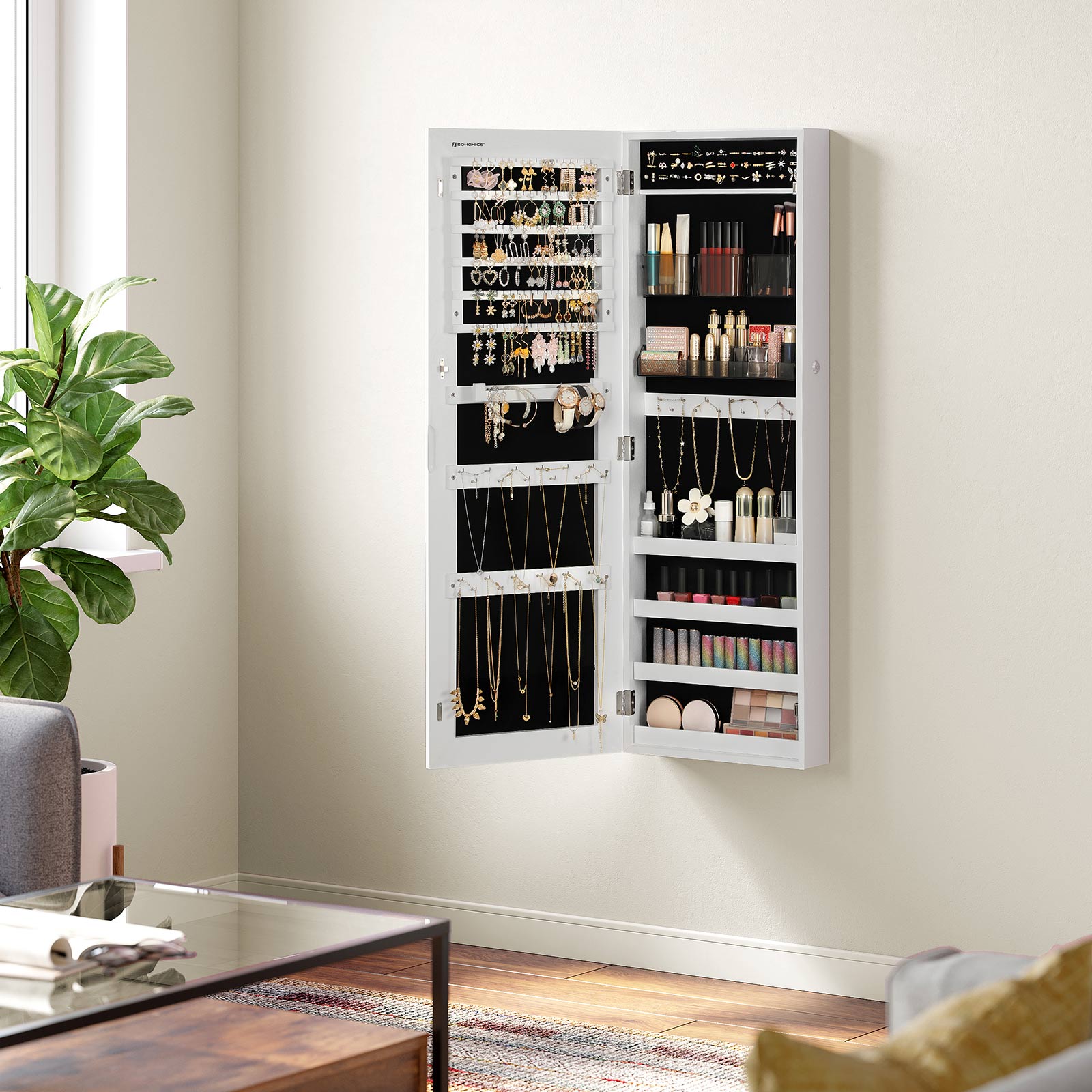 SONGMICS Schmuckschrank hängend, Hängeschrank, abschließbarer