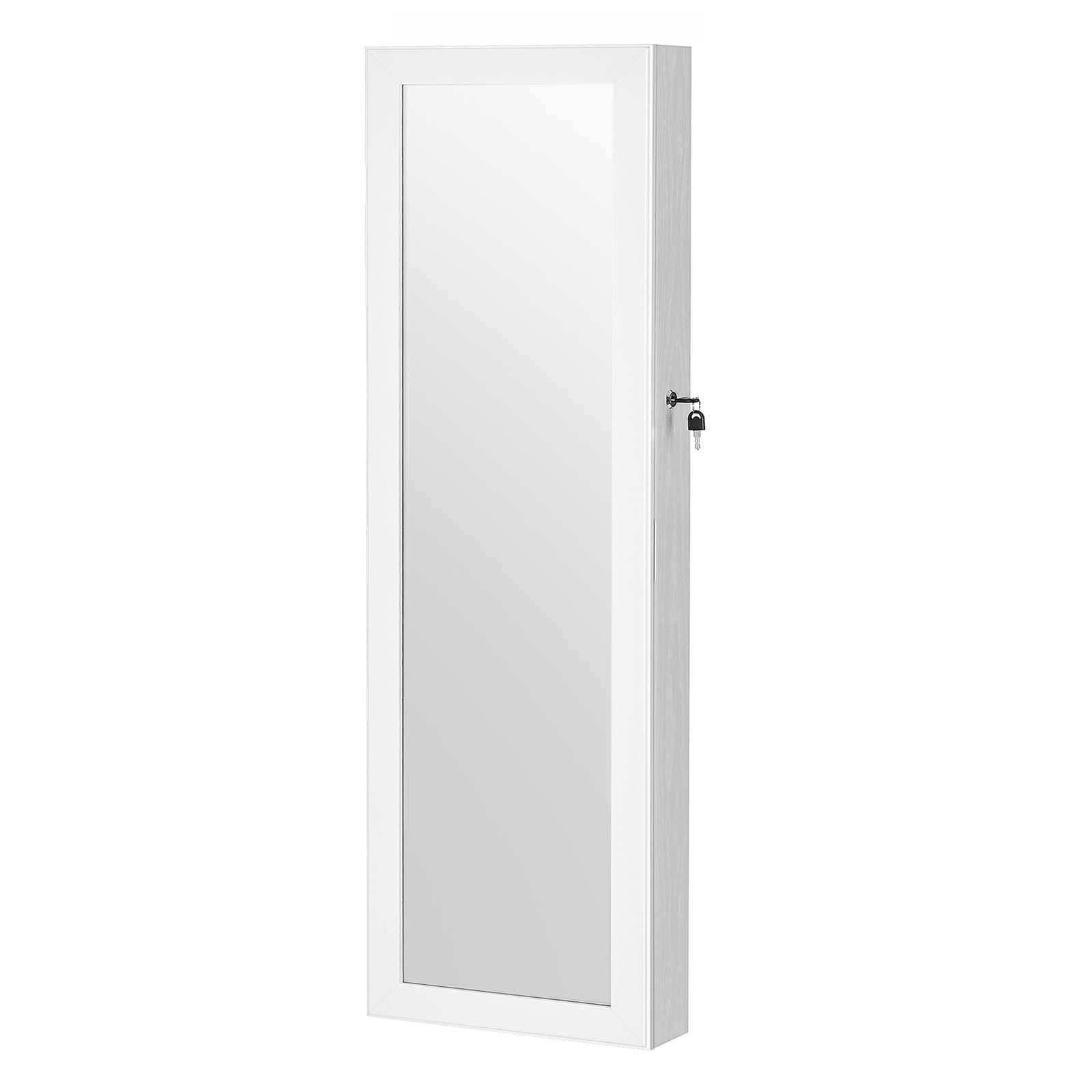 Schmuckschrank Spiegelschrank mit LED Beleuchtung and Spiegel - Weiß-Greige