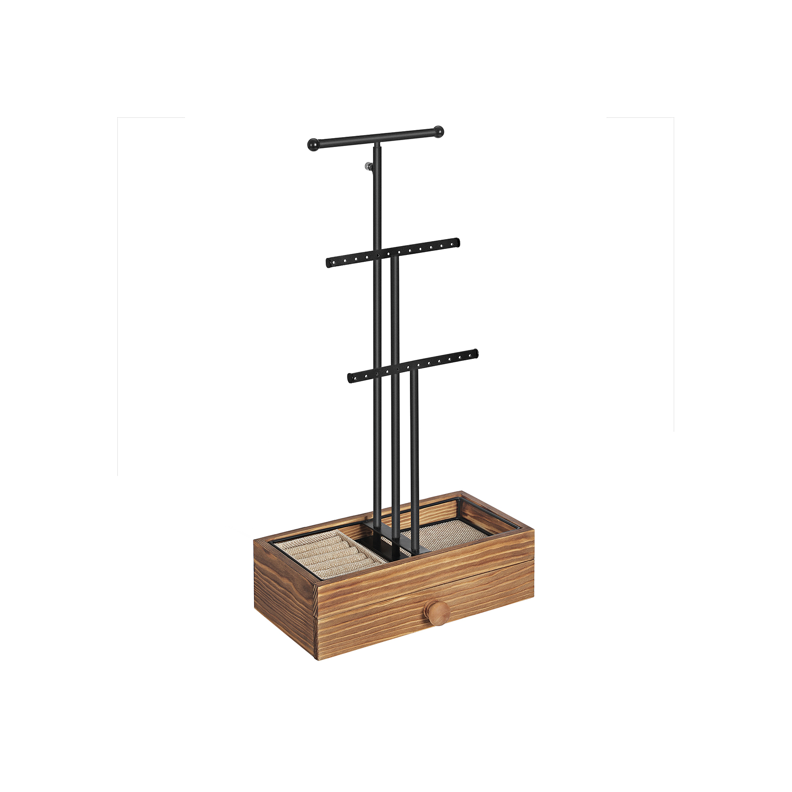 2-in-1 Schmuckhalter Dunkelbraun-schwarz