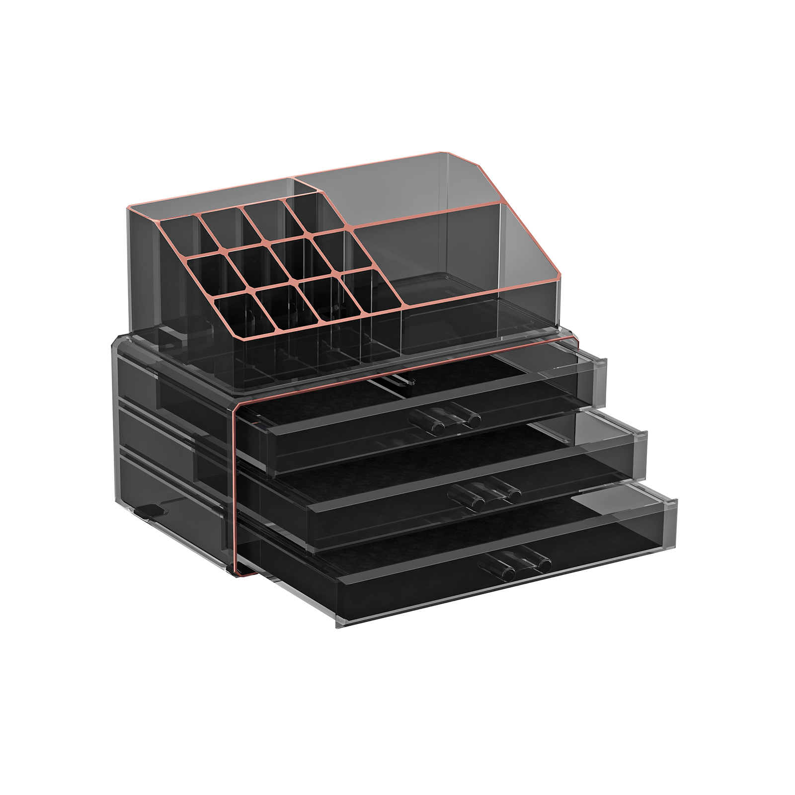 Make-up Organizer mit 3 Schubladen Schwarz