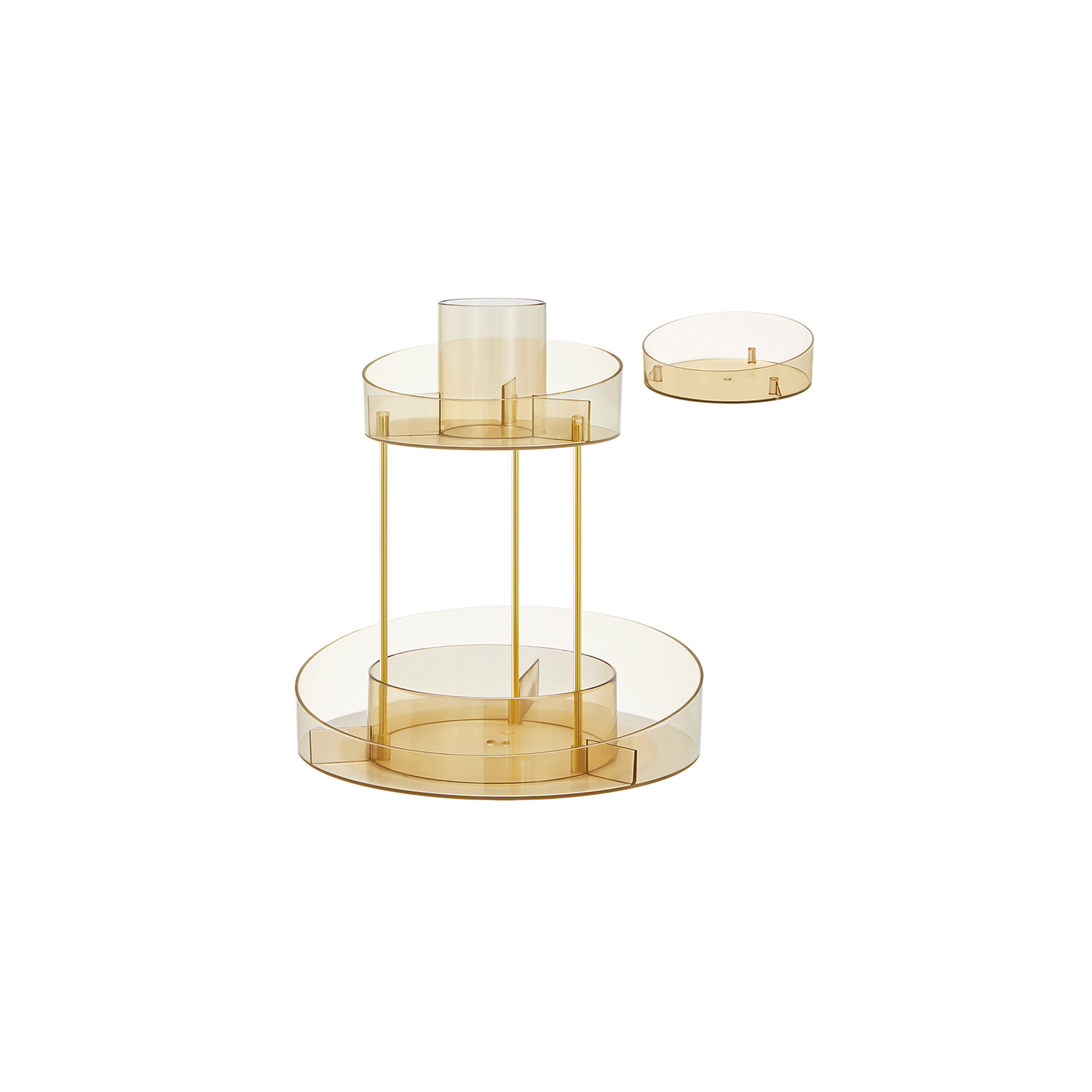 Make-up Organizer drehbar mit extra Tablett champagnergold