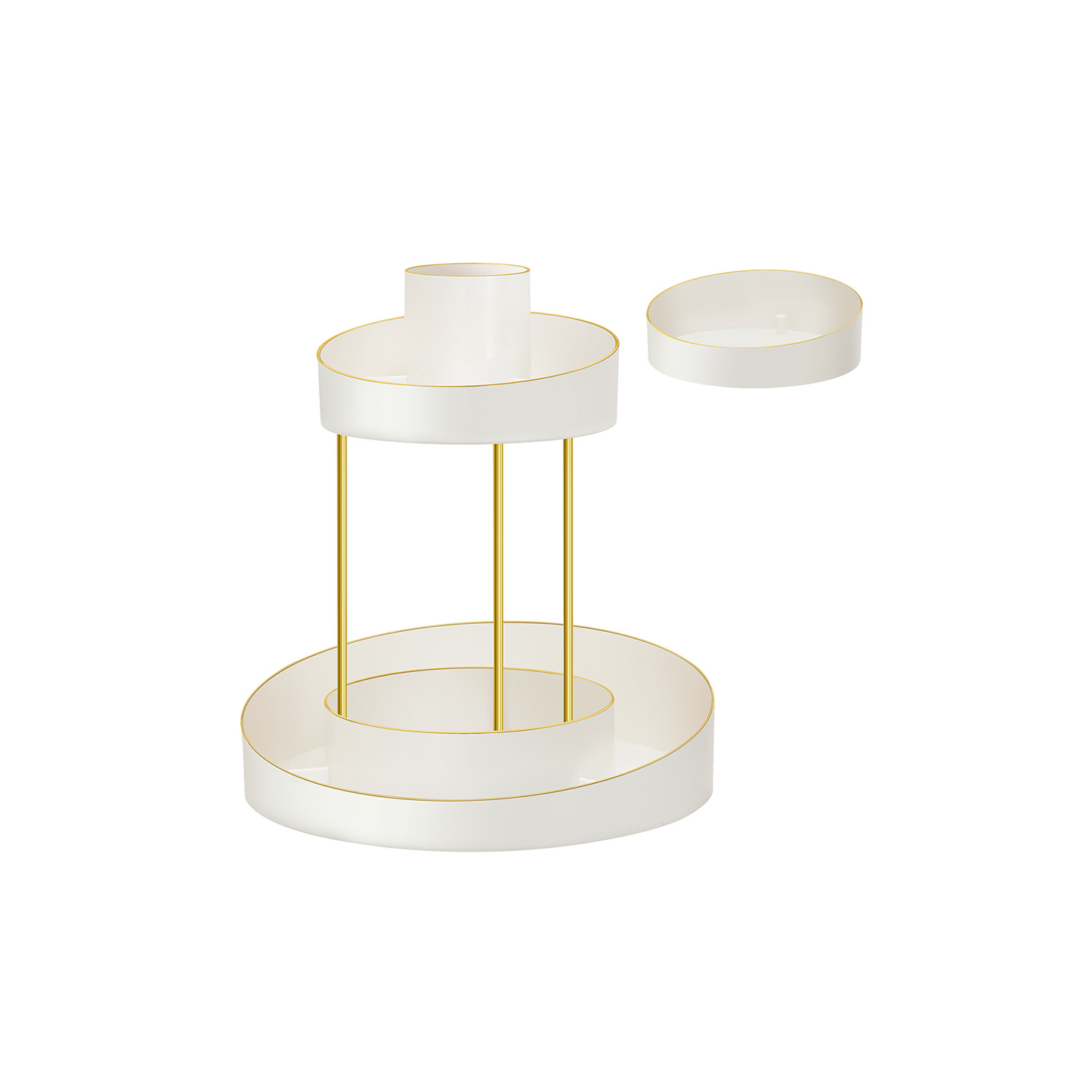 Make-up Organizer drehbar mit extra Tablett goldfarben