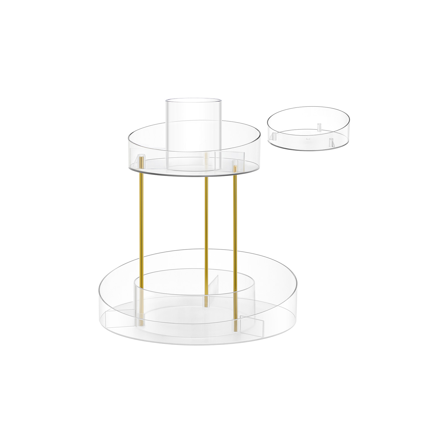 Make-up Organizer drehbar mit extra Tablett transparent
