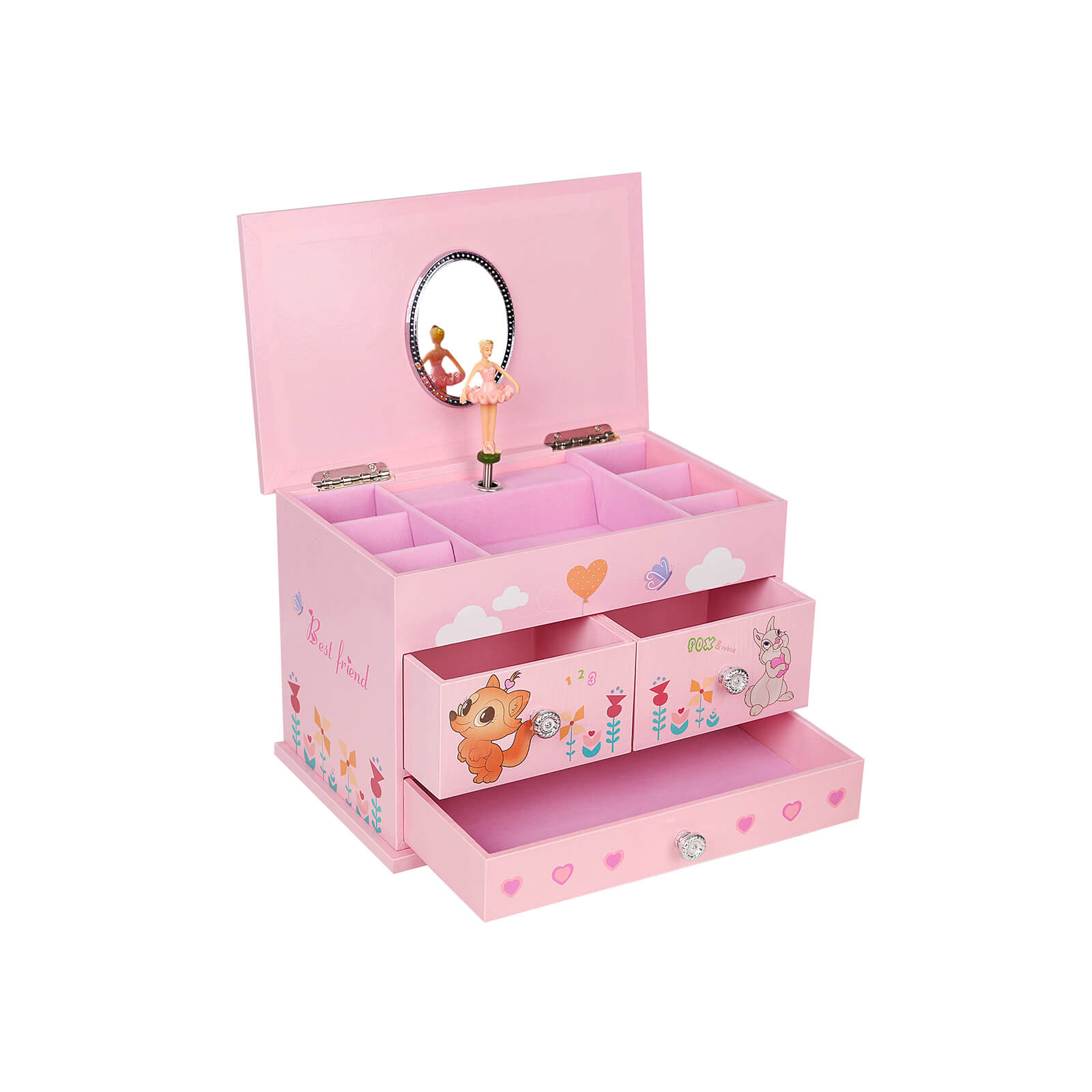 Spieldose „Häschen & Fuchs“ Pink