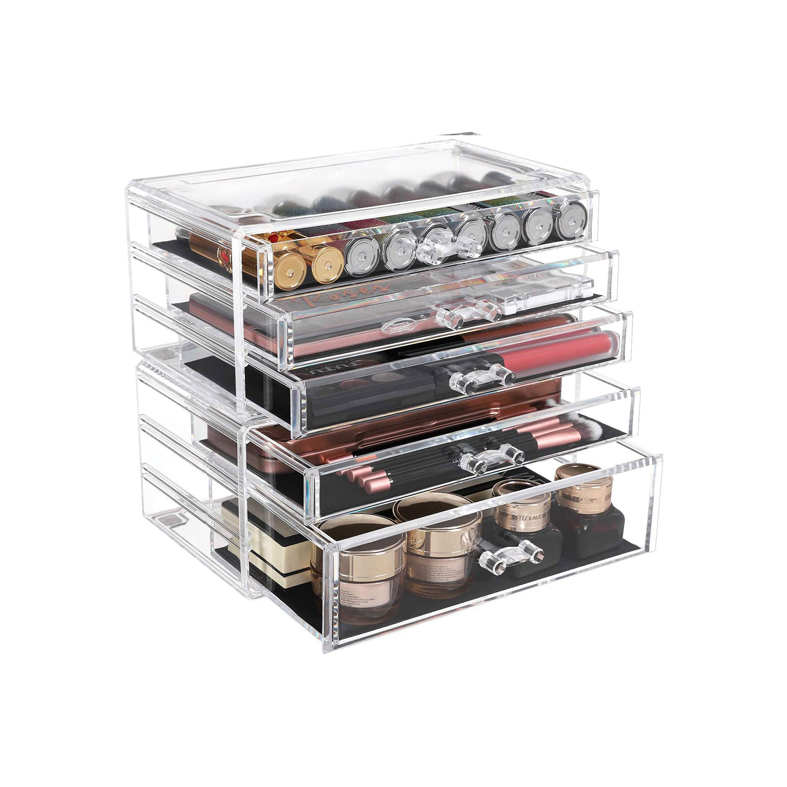 SONGMICS Make-up Organizer, 2 stapelbare Aufbewahrungsboxen für Schmuck