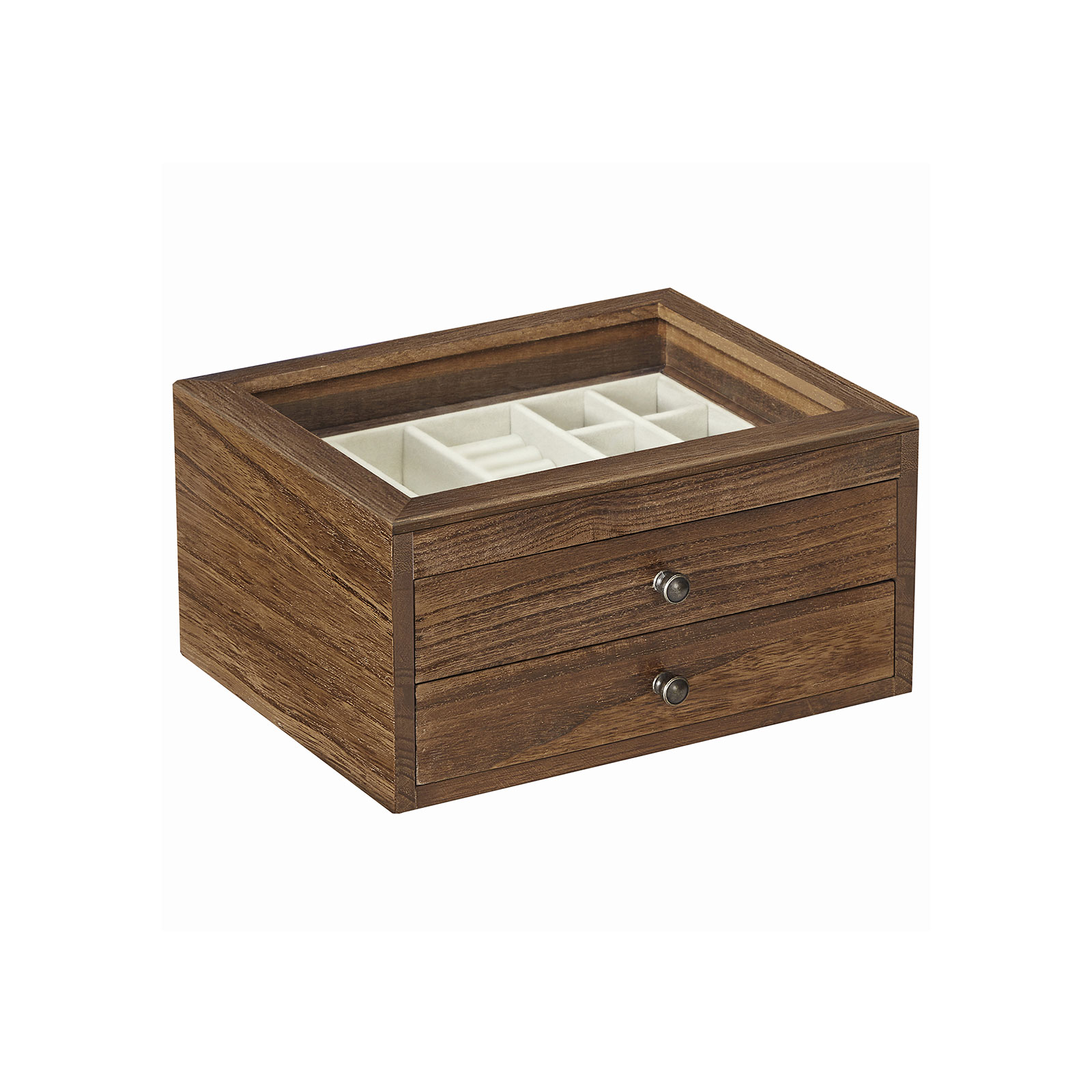 Schmuckbox mit Glasdeckel Braun