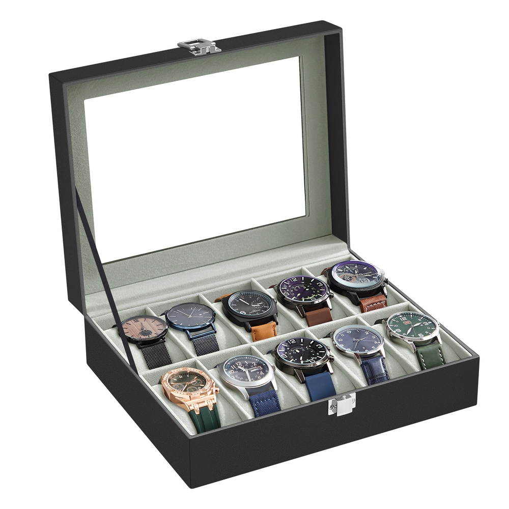 SONGMICS Schicke Uhrenbox für 10 Uhren JWB010BK