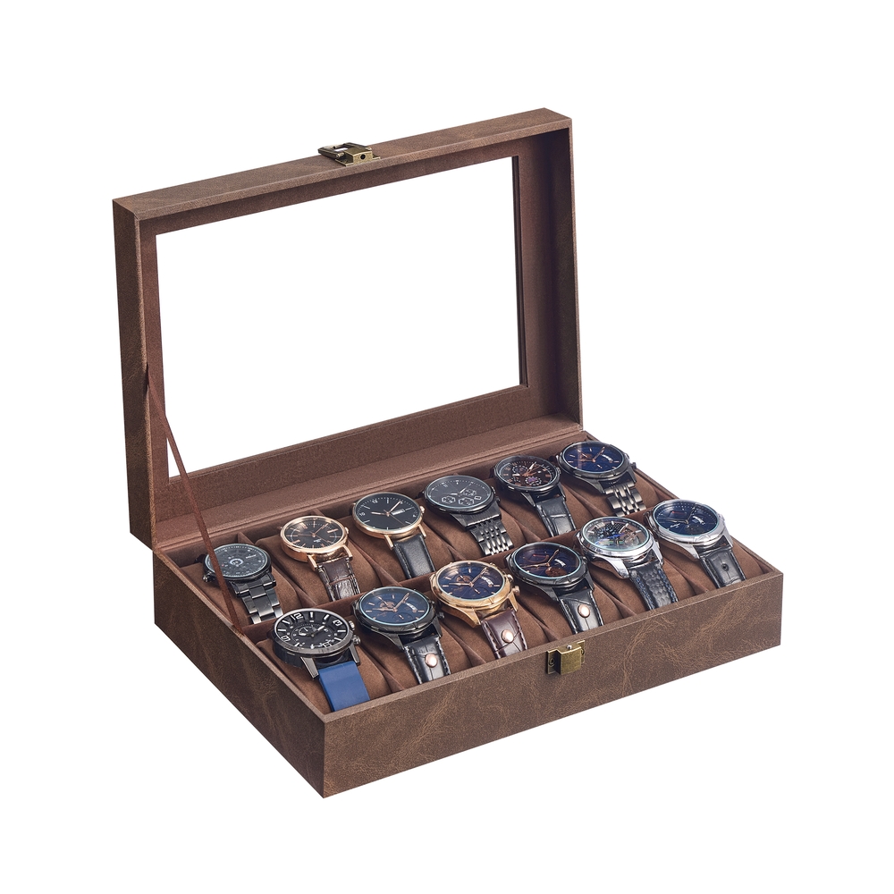 Uhrenbox mit Glasdeckel Metallverschluss