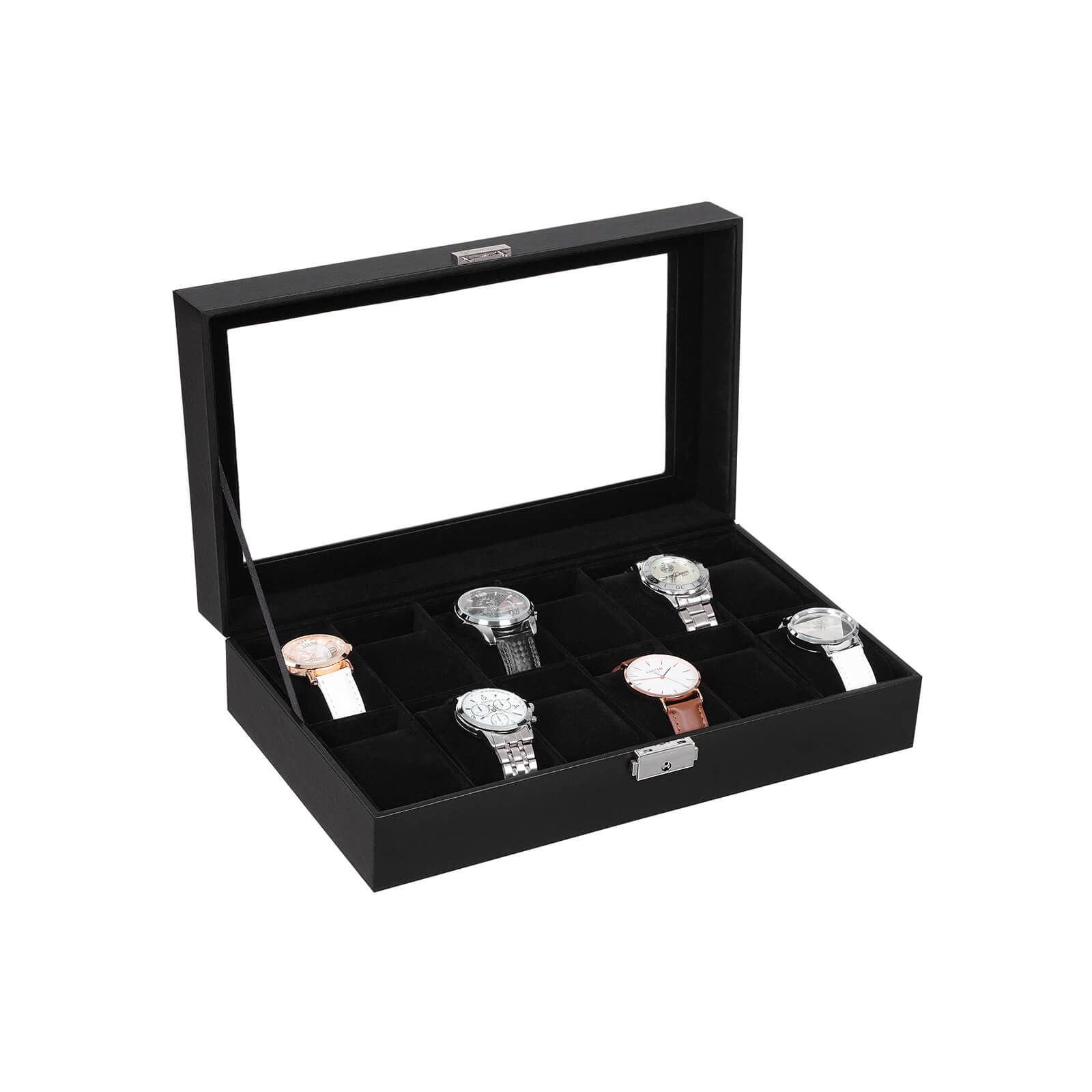 SONGMICS Stilvolle Uhrenbox für 12 Uhren B34JWB12B