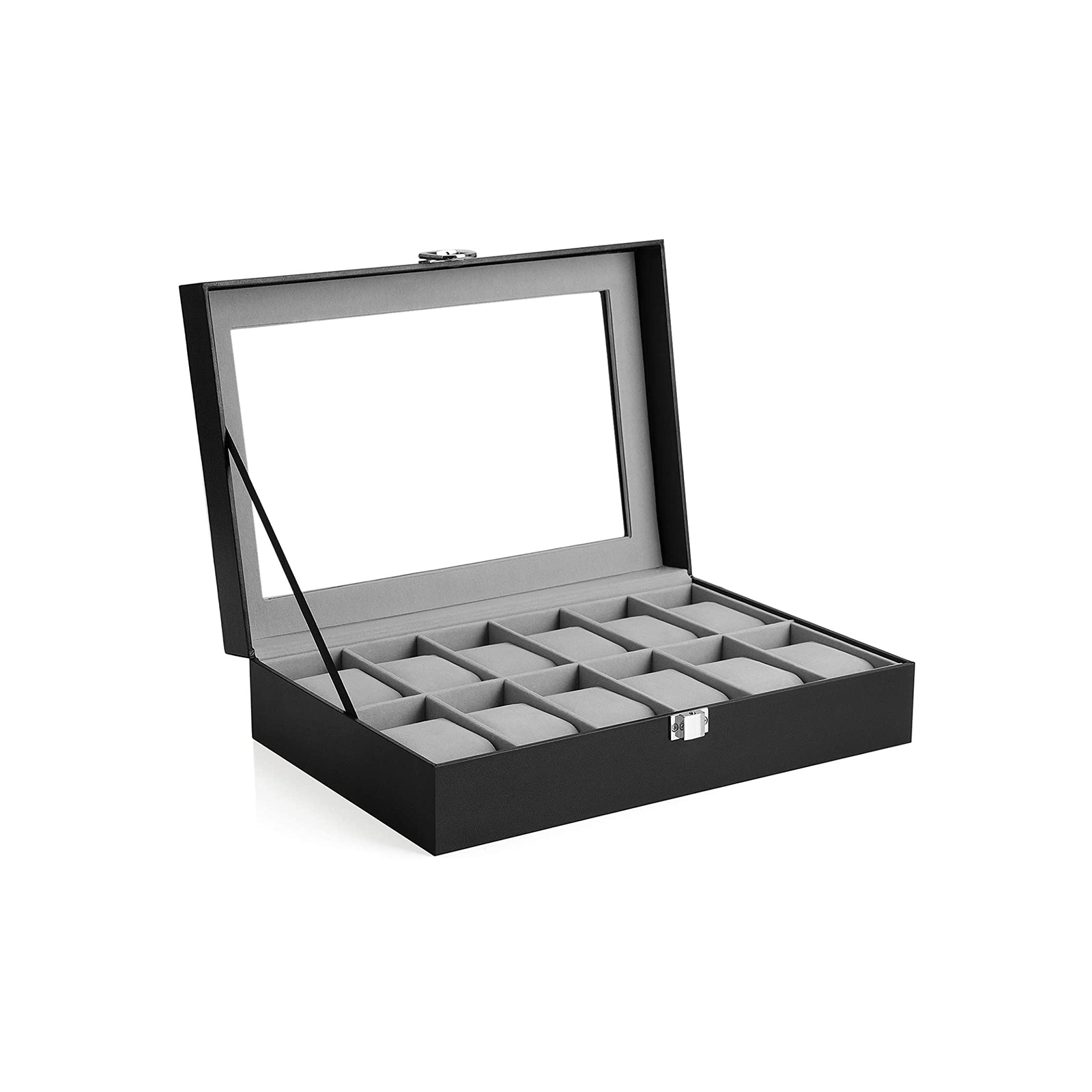 SONGMICS Uhrenbox schwarz, grau 30,2 x 20,2 x 7,8 cm, 1 St.