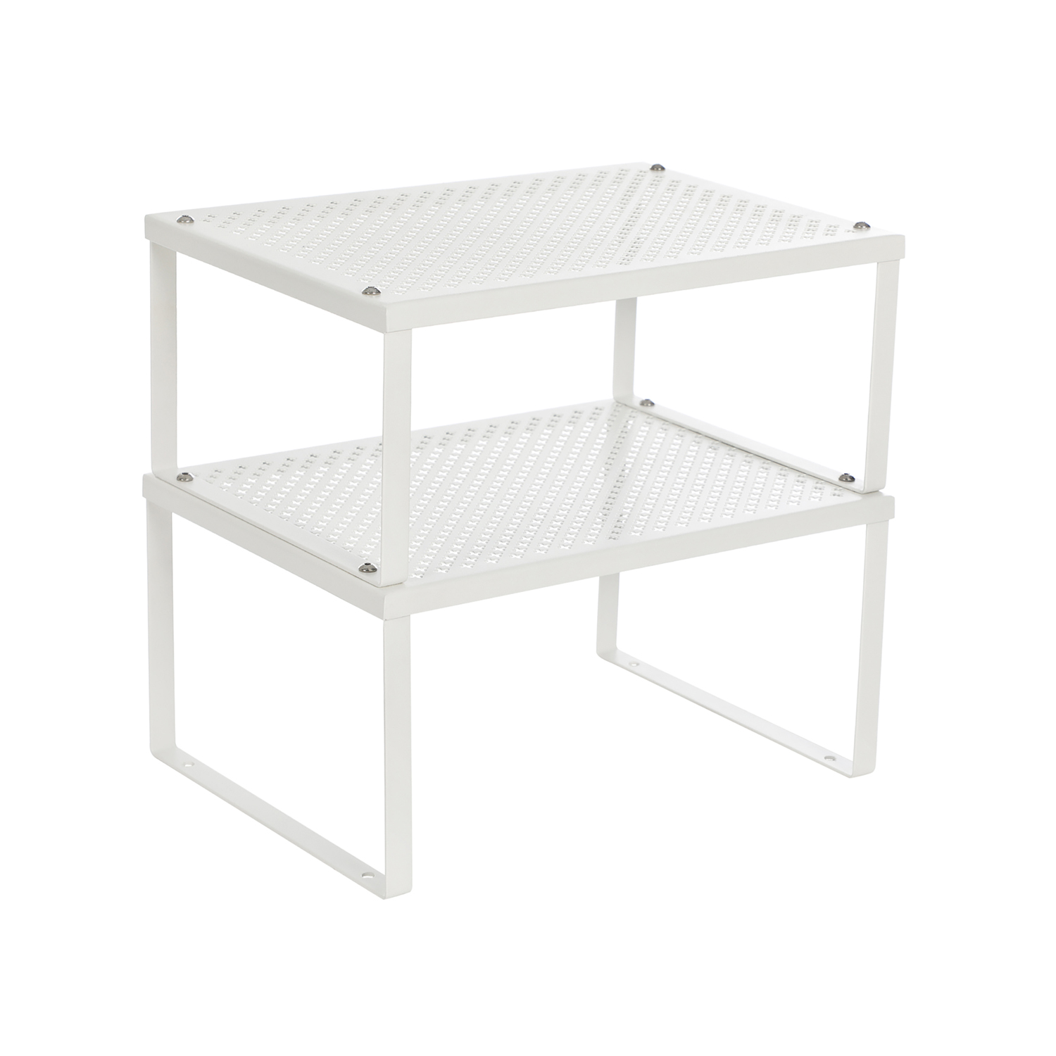 Gewürzregal, 2er Set, Küchenregal, Küchen-Organizer, Küche, Gewürzhalter, erweiterbar, stapelbar, kleines Regal, Metall, weiß KCS01WT