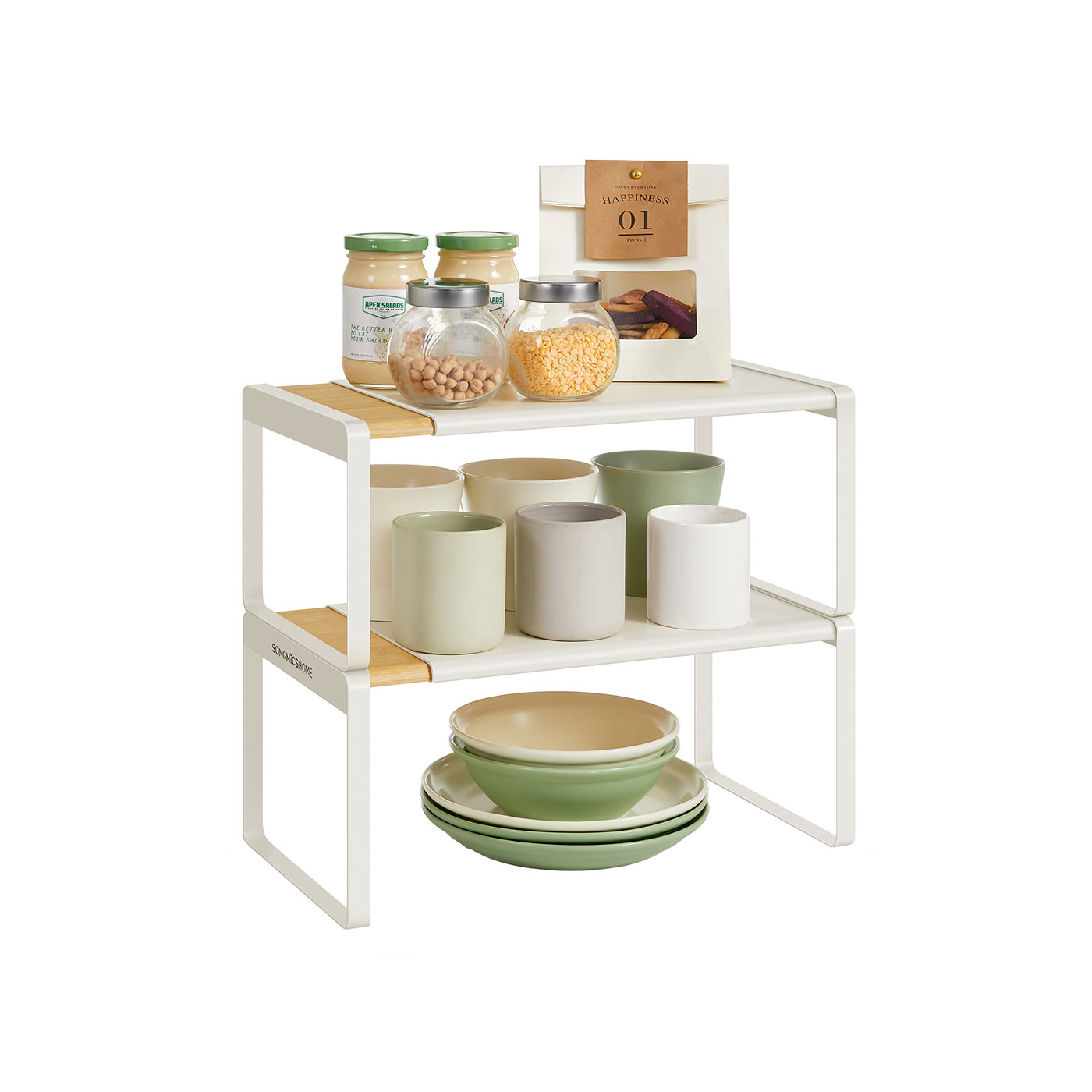 Gewürzregal 2er Set ausziehbar naturbeige-cremeweiß