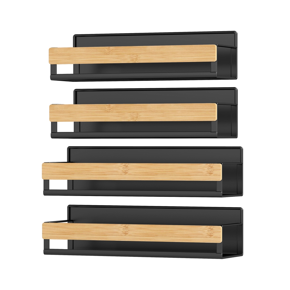 Magnetisches Gewürzregal Set aus Metall ohne Bohren tintenschwarz-naturbeige