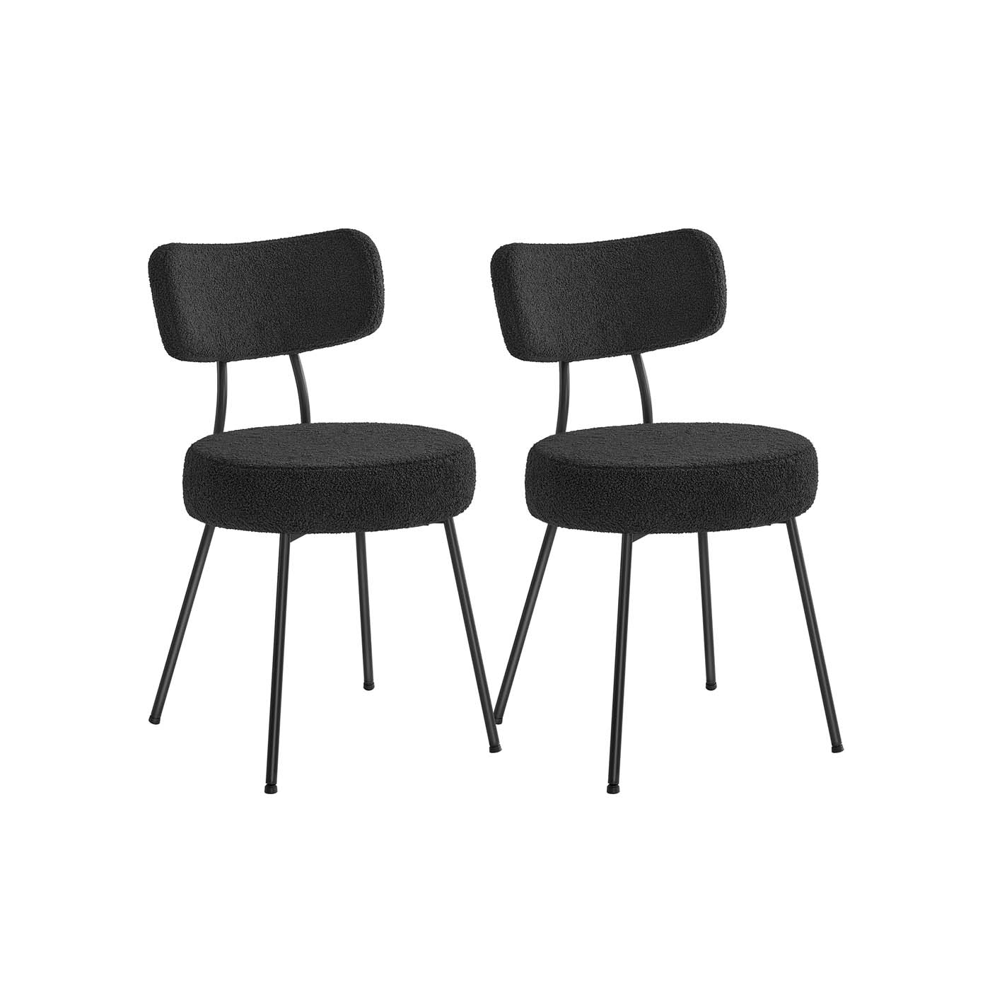 Esszimmerstuhl 2er Set mit Fleece Oberfläche tintenschwarz