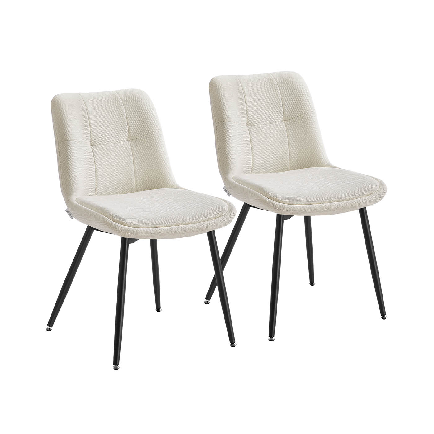 Esszimmerstuhl 2er Set mit Doppelkissen cremeweiß