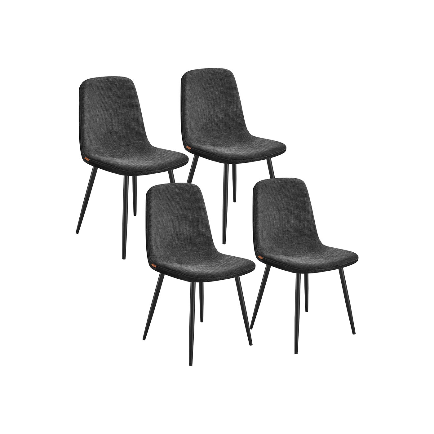 Esszimmerstuhl 4er Set aus Chenille-Gewebe schiefergrau