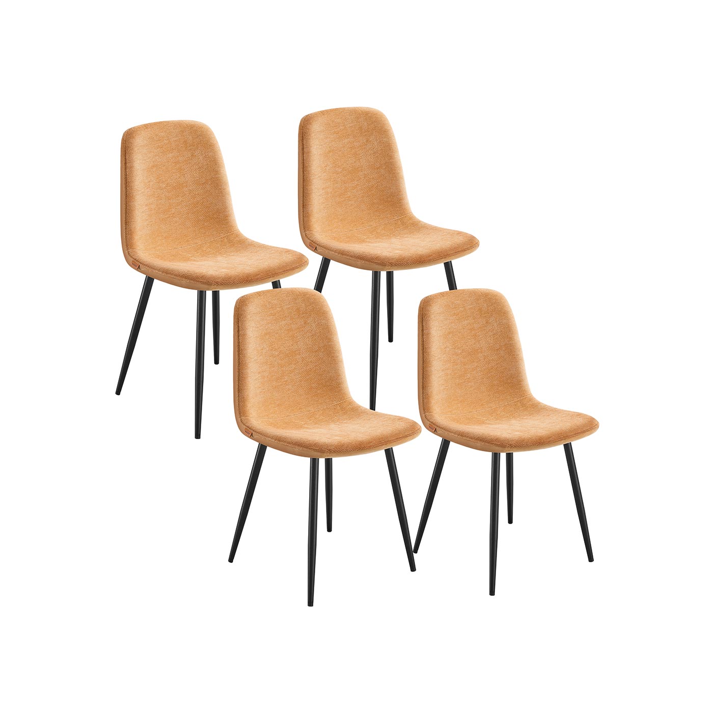 Esszimmerstuhl 4er Set aus Chenille-Gewebe karamellbraun