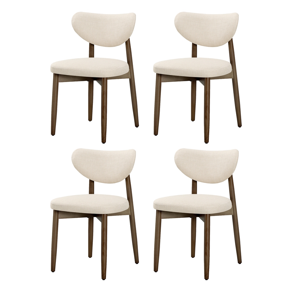 Küchenstuhl 4er Set, Polsterstuhl mit ergonomischer Rückenlehne, für Esszimmer, Küche, Mid-Century-Stil, beige