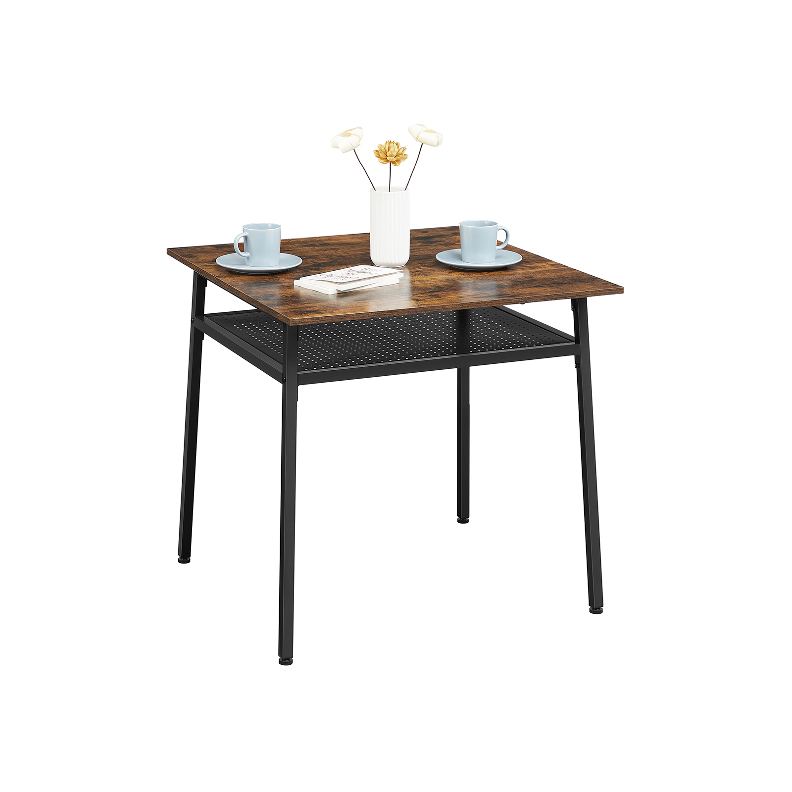 VASAGLE Esstisch, Quadratischer Küchentisch, Schreibtisch, mit Ablage