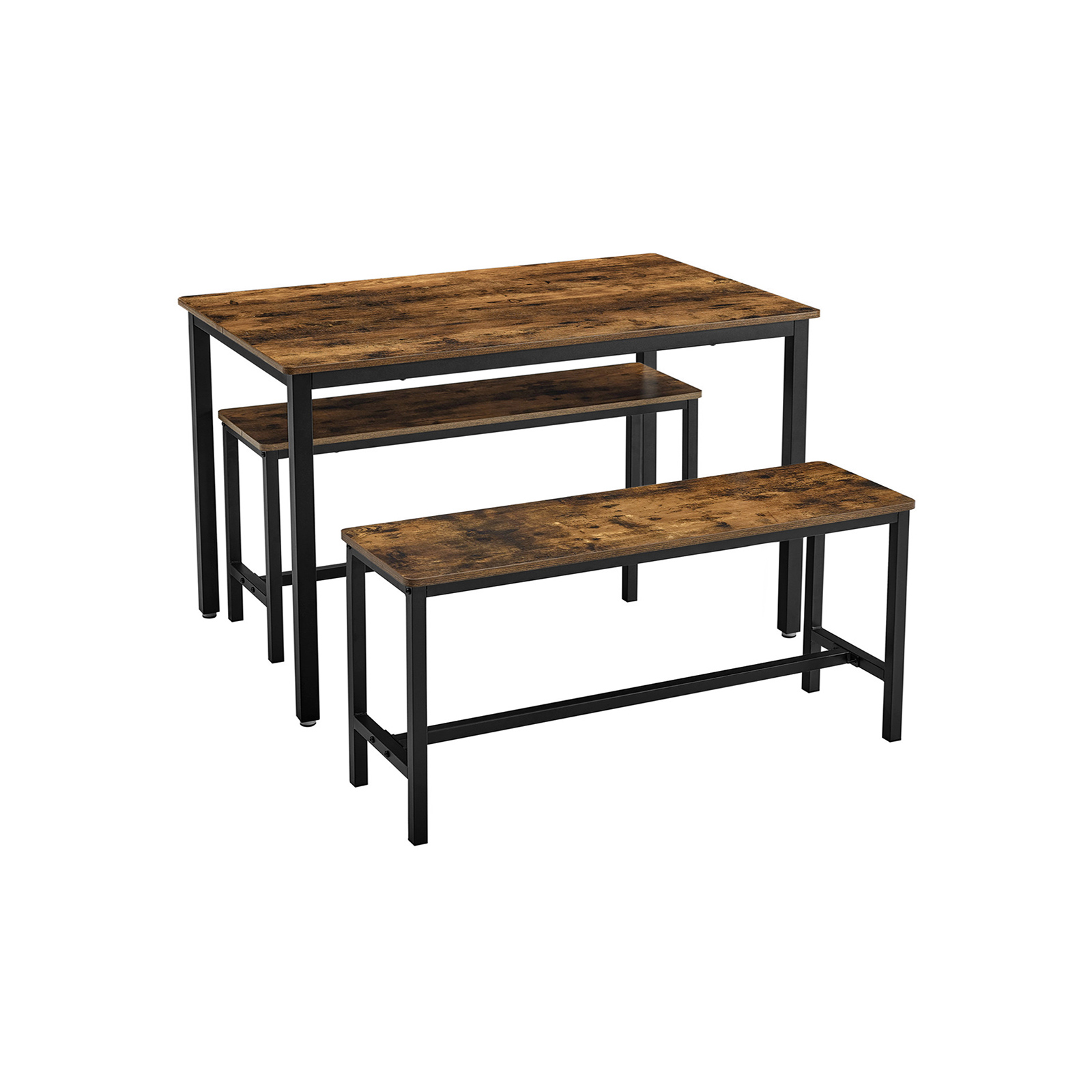 VASAGLE Sitzgruppe, schwarz Holz, Metall, 3-teilig