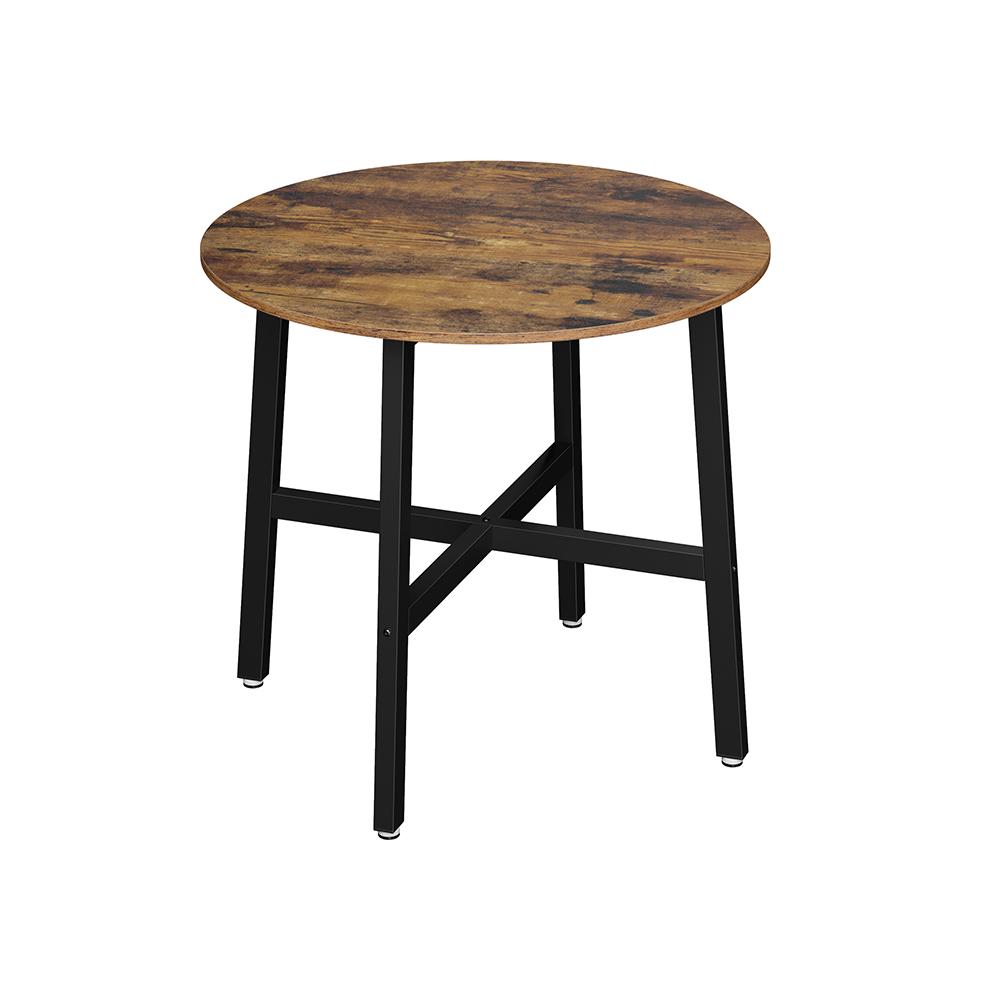 VASAGLE Esstisch braun rund, 4-Fuß-Gestell schwarz, 80,0 x 80,0 x 75,0 cm