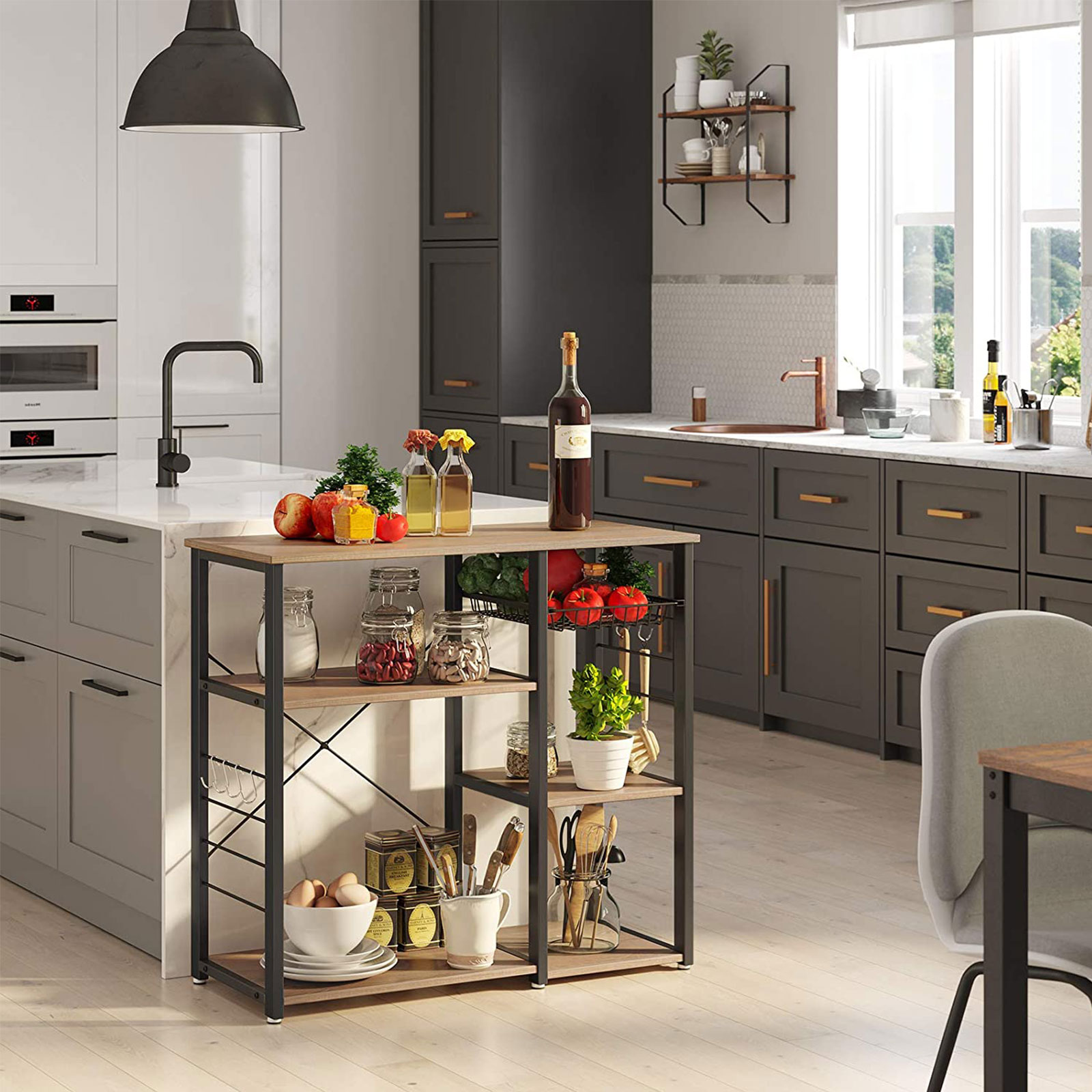 VASAGLE Küchenregal aus Metall, stabiles Standregal, platzsparendes